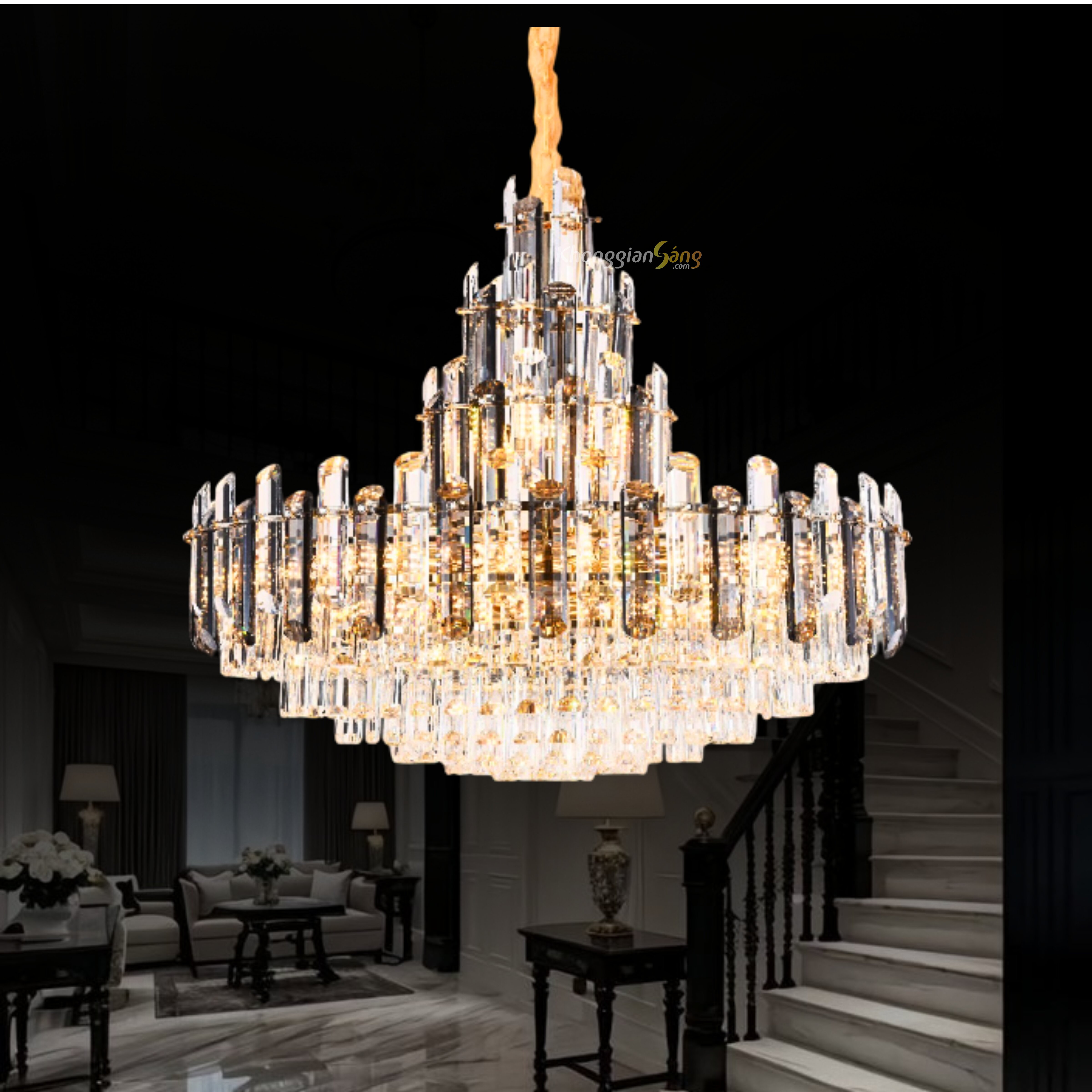 ĐÈN CHÙM PHA LÊ (D780mm x H1000mm) TH-8204