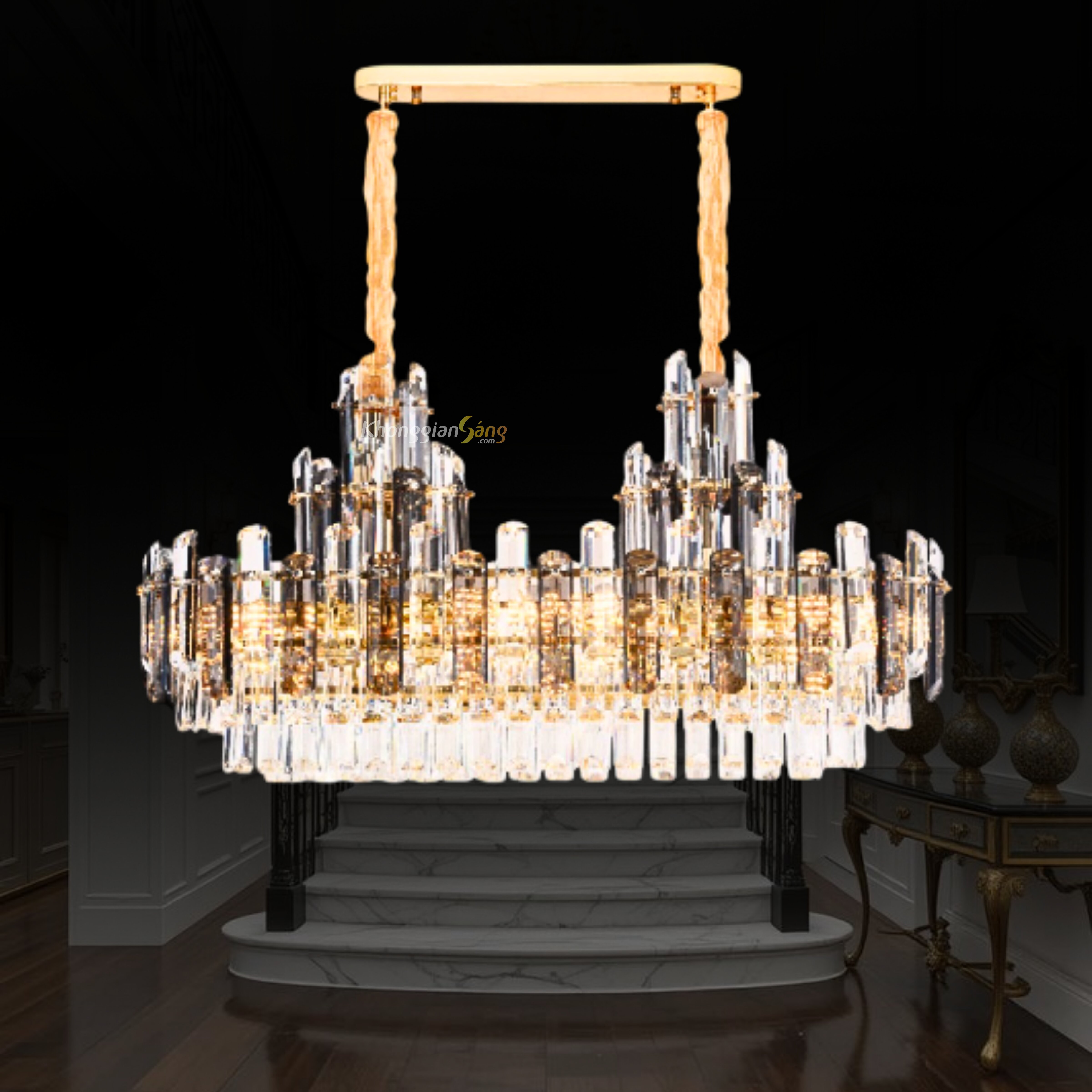 ĐÈN CHÙM PHA LÊ (N1000mm x R350mm x H900mm) TH-8205