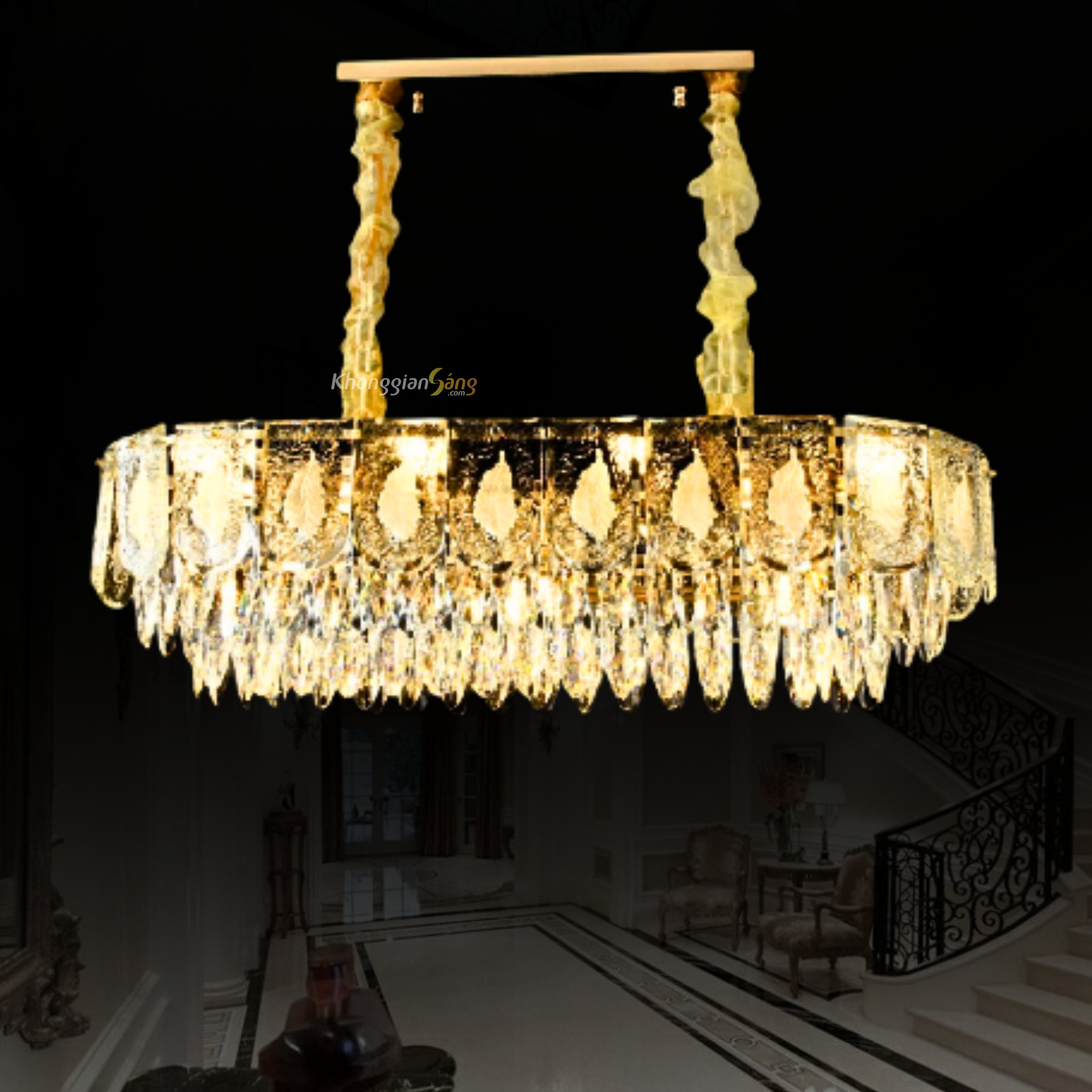 ĐÈN CHÙM PHA LÊ (D800mm x H1100mm) TH-8267