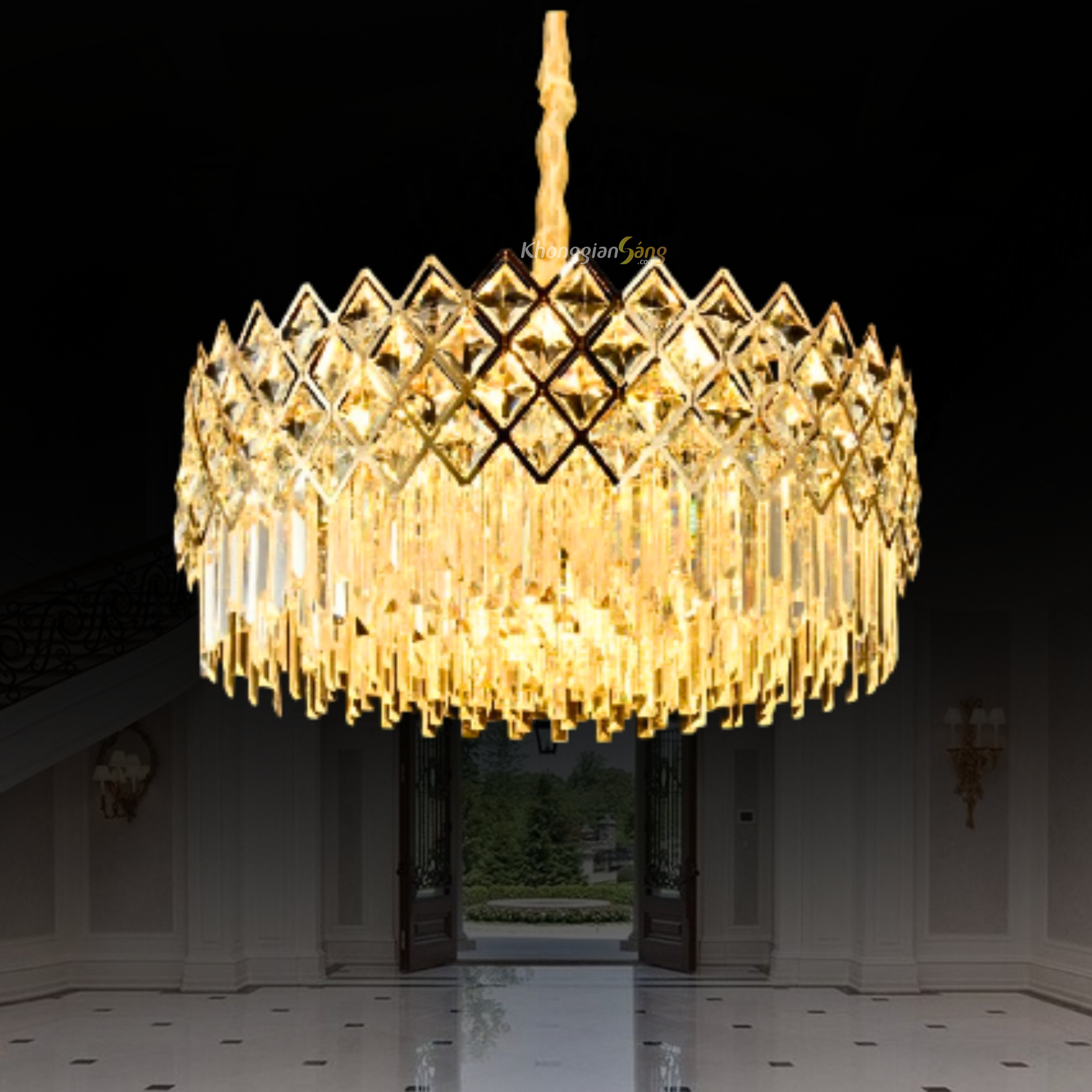 ĐÈN CHÙM PHA LÊ (D600mm x H900mm) TH-8490