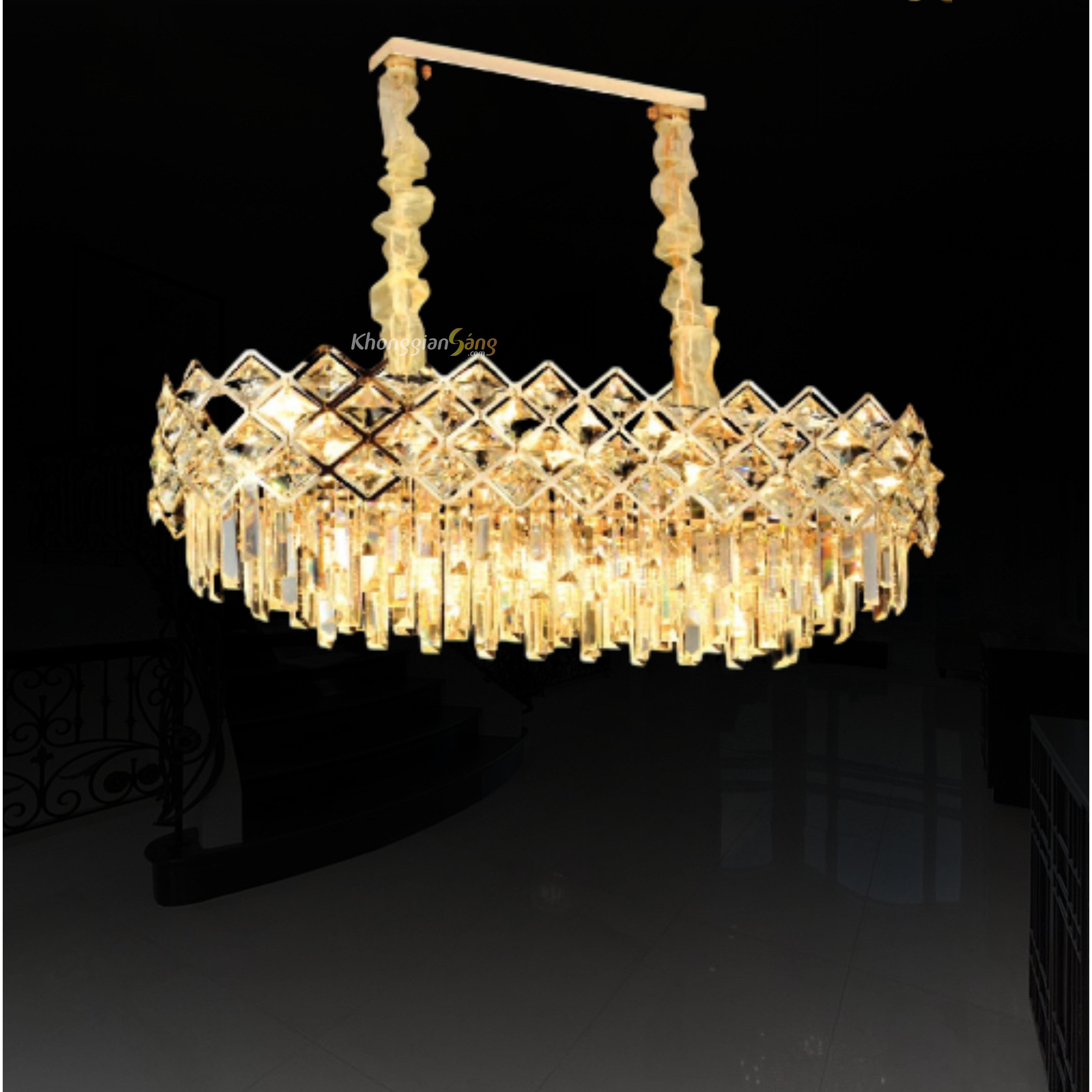 ĐÈN CHÙM PHA LÊ (N800mm x R350mm x H1000mm) TH-8270