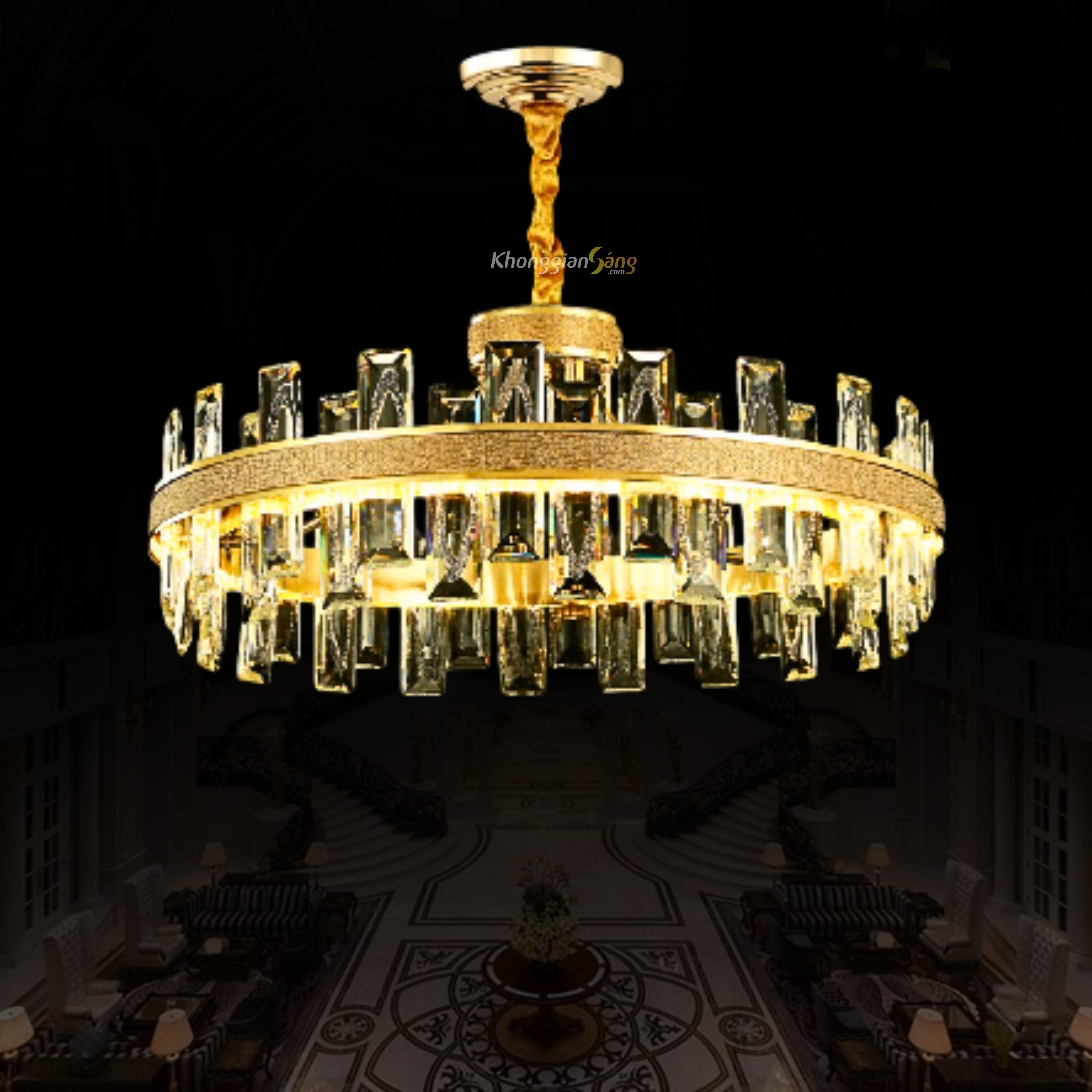 ĐÈN CHÙM PHA LÊ (D750mm x H1000mm) TH-8275