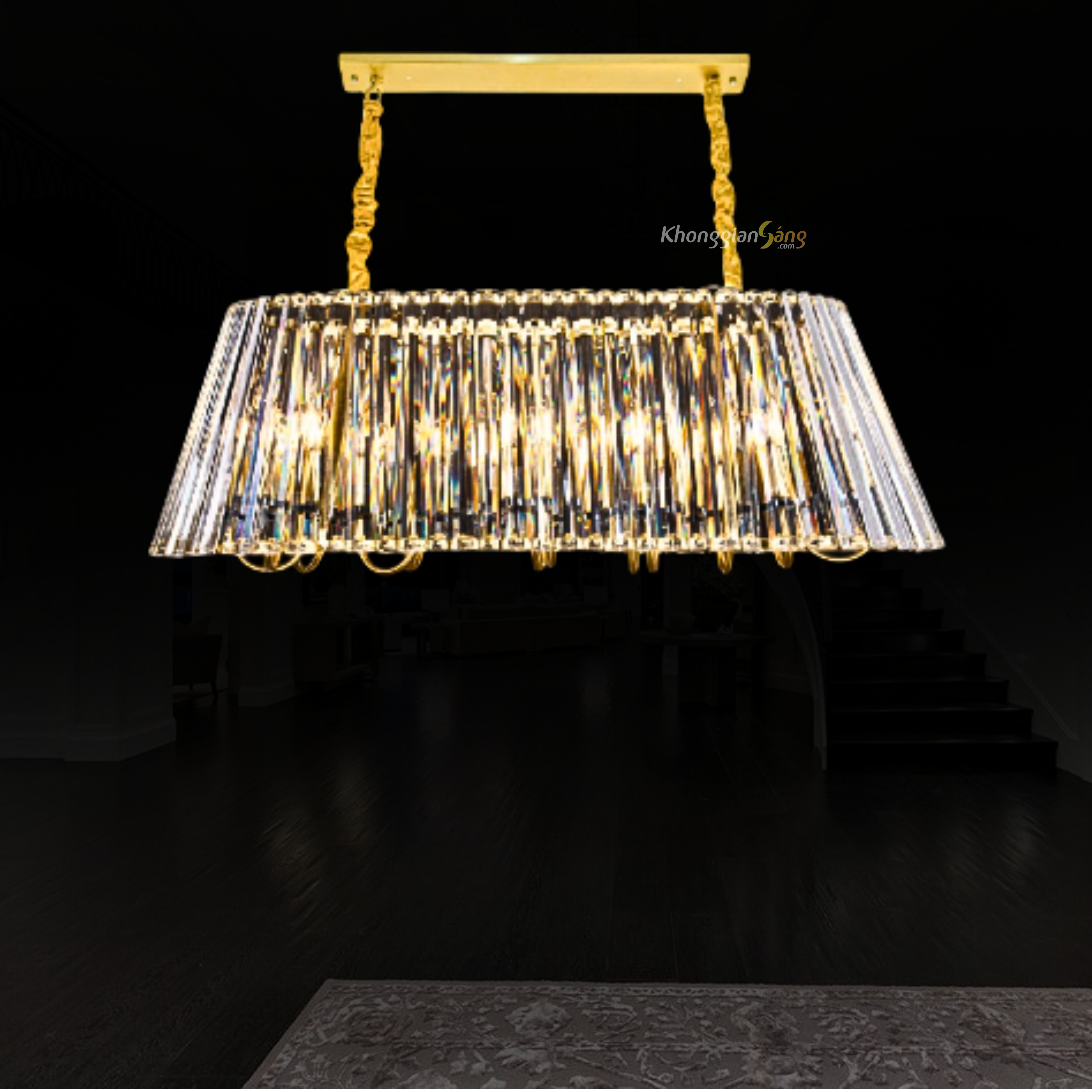 ĐÈN CHÙM PHA LÊ (N800mm x R380mm x H290mm) TH-8285