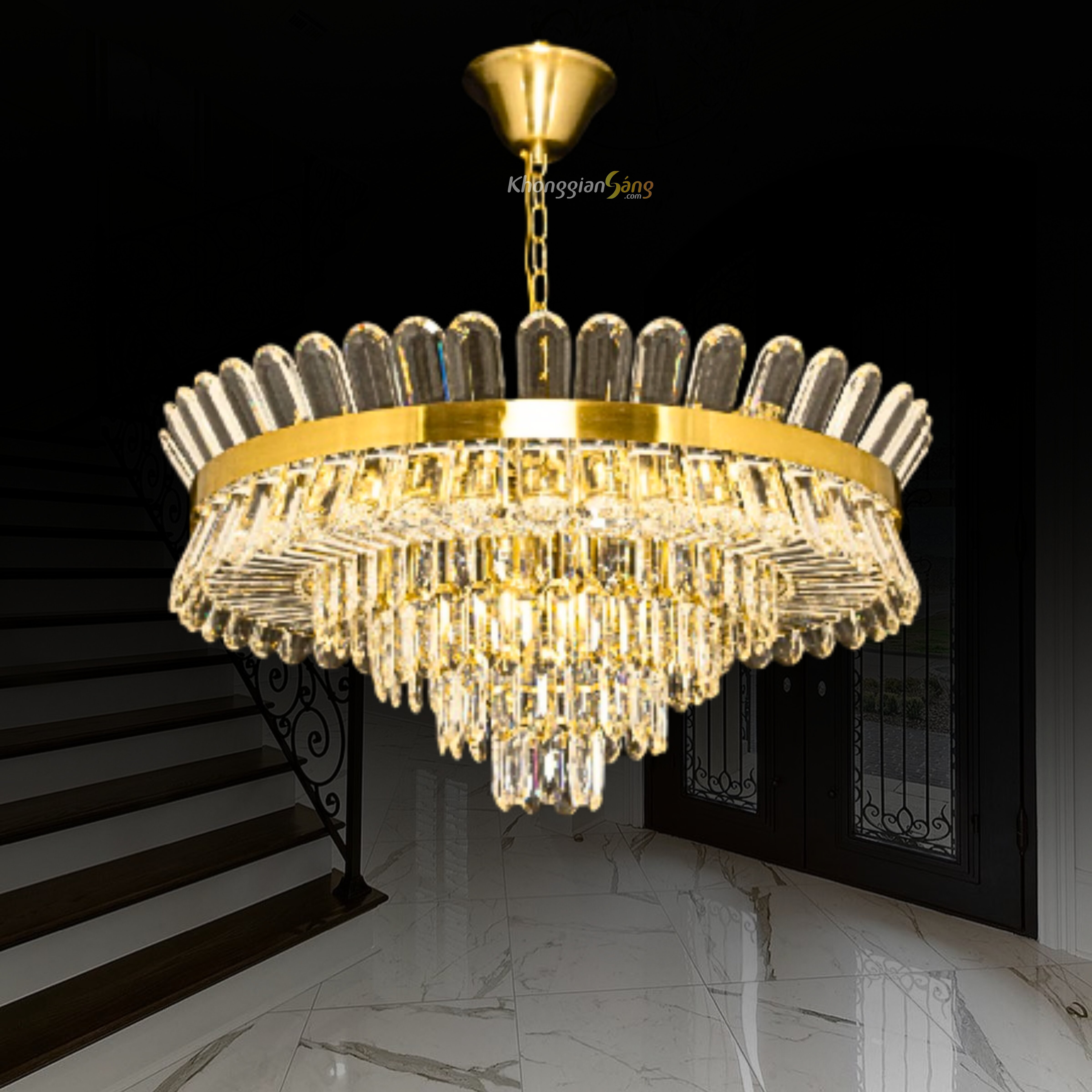 ĐÈN CHÙM PHA LÊ (D800mm x H1000mm) TH-8346