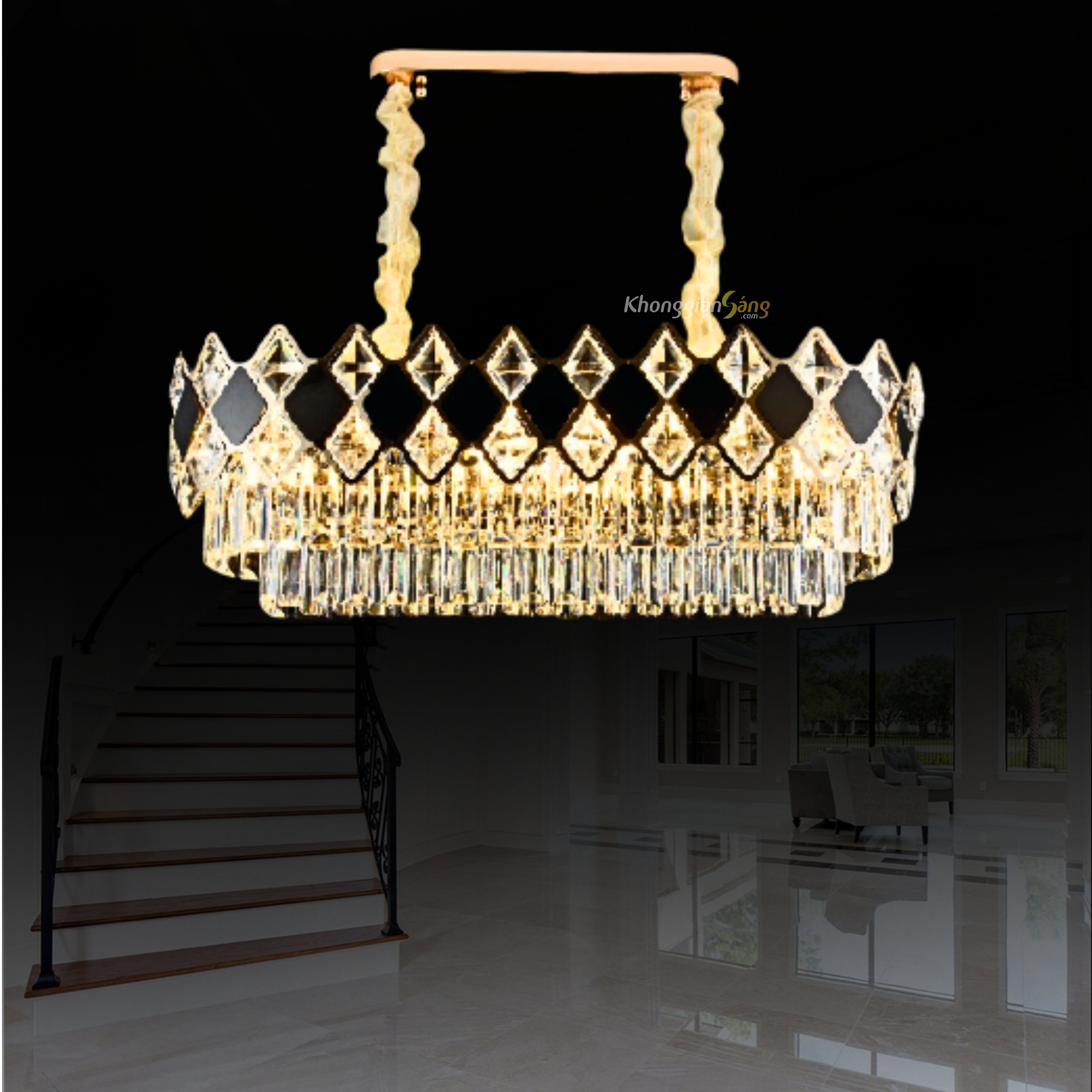 ĐÈN CHÙM PHA LÊ (D800mm x R300mm x H900mm) TH-8403