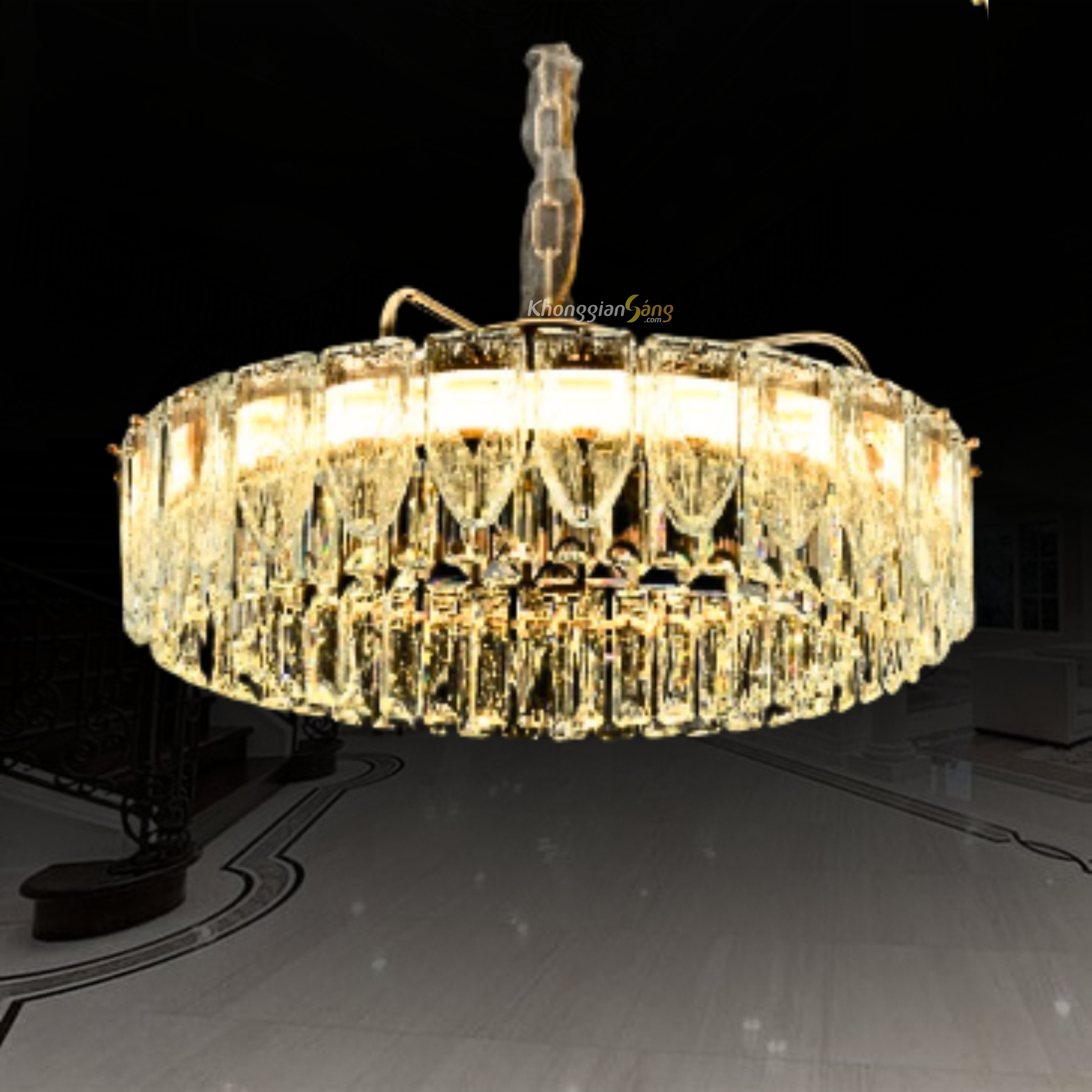 ĐÈN CHÙM PHA LÊ (D600mm x H900mm) TH-8415