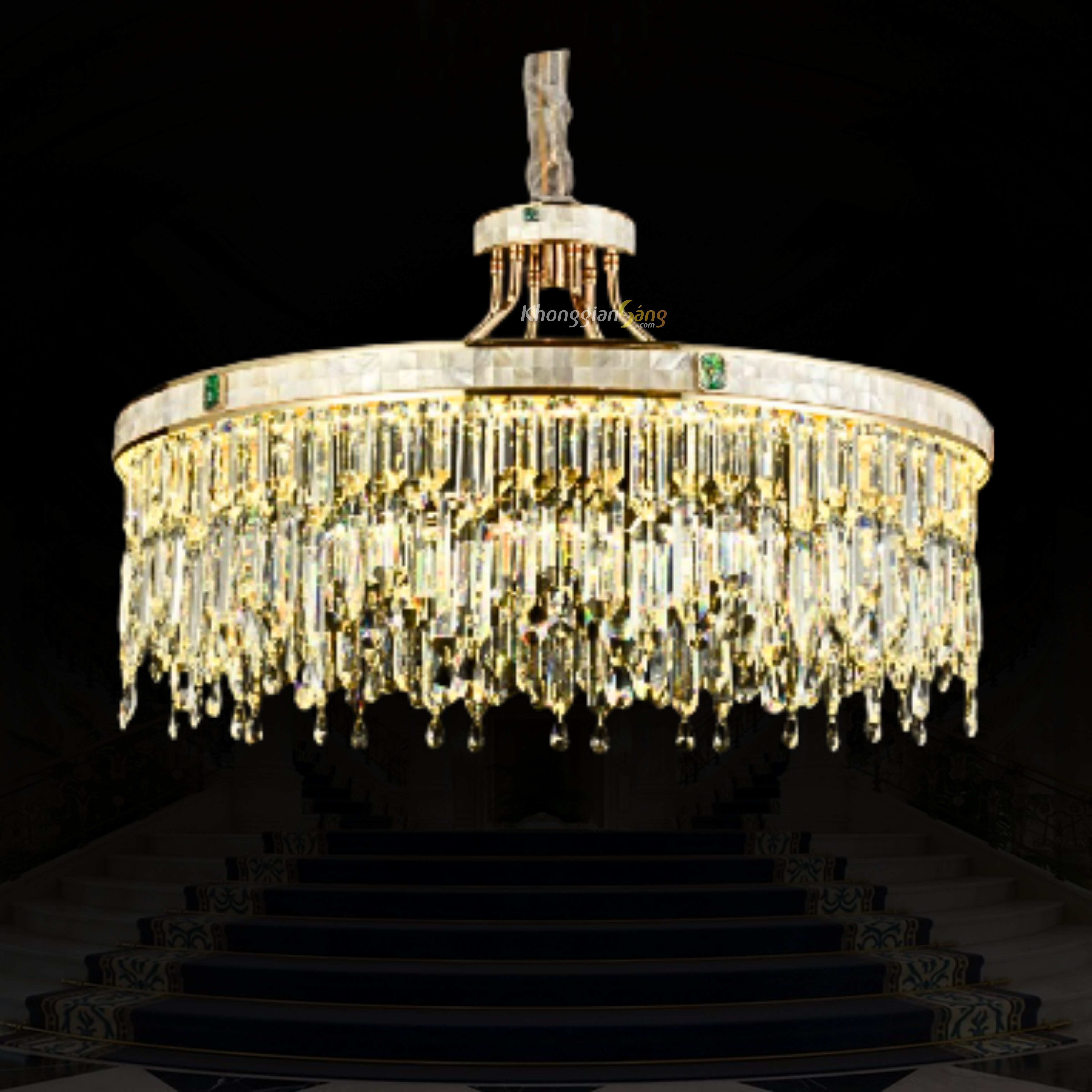 ĐÈN CHÙM PHA LÊ (D500mm + D800mm x H1200mm) TH-8425