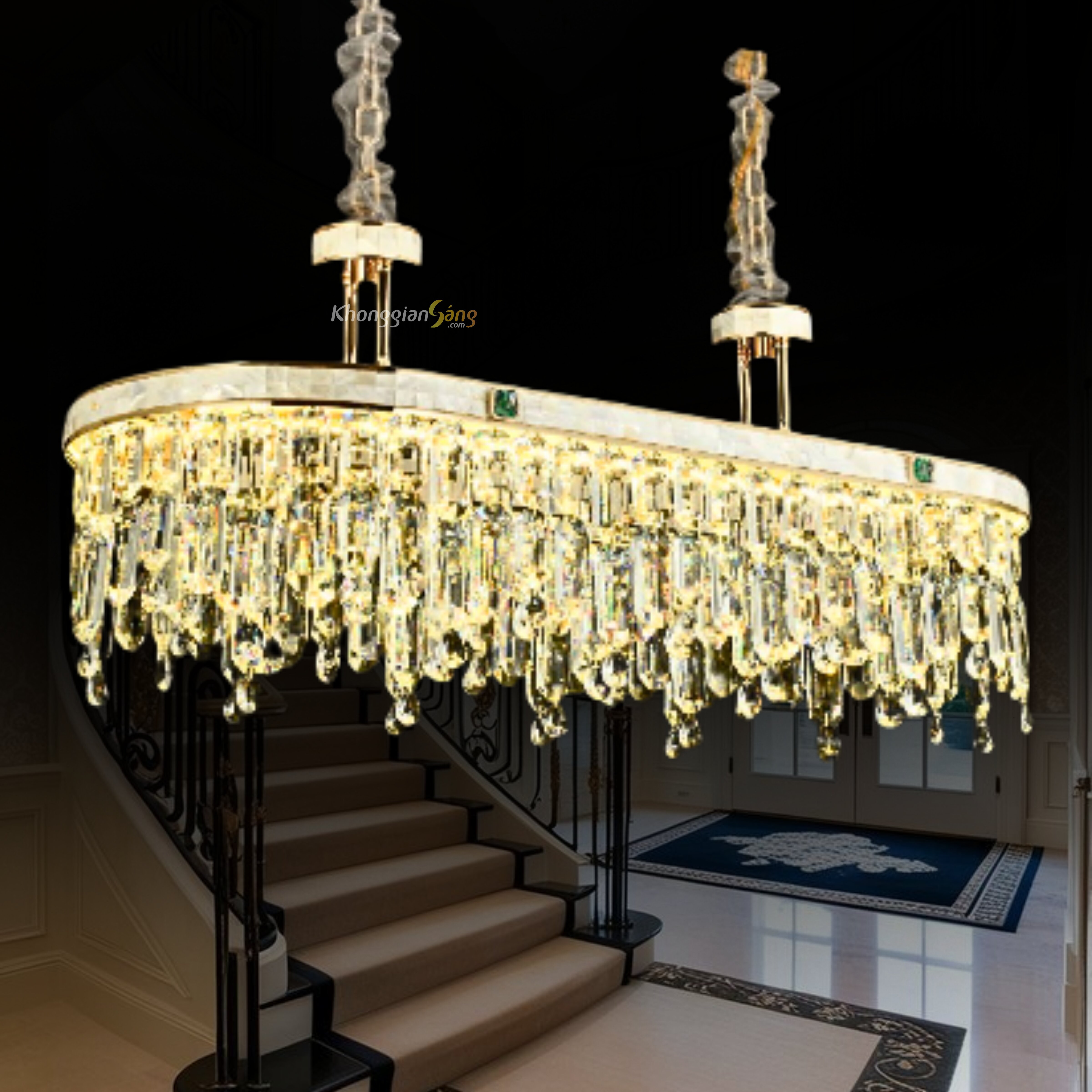 ĐÈN CHÙM PHA LÊ (N850mm x R350mm x H1100mm) TH-8426