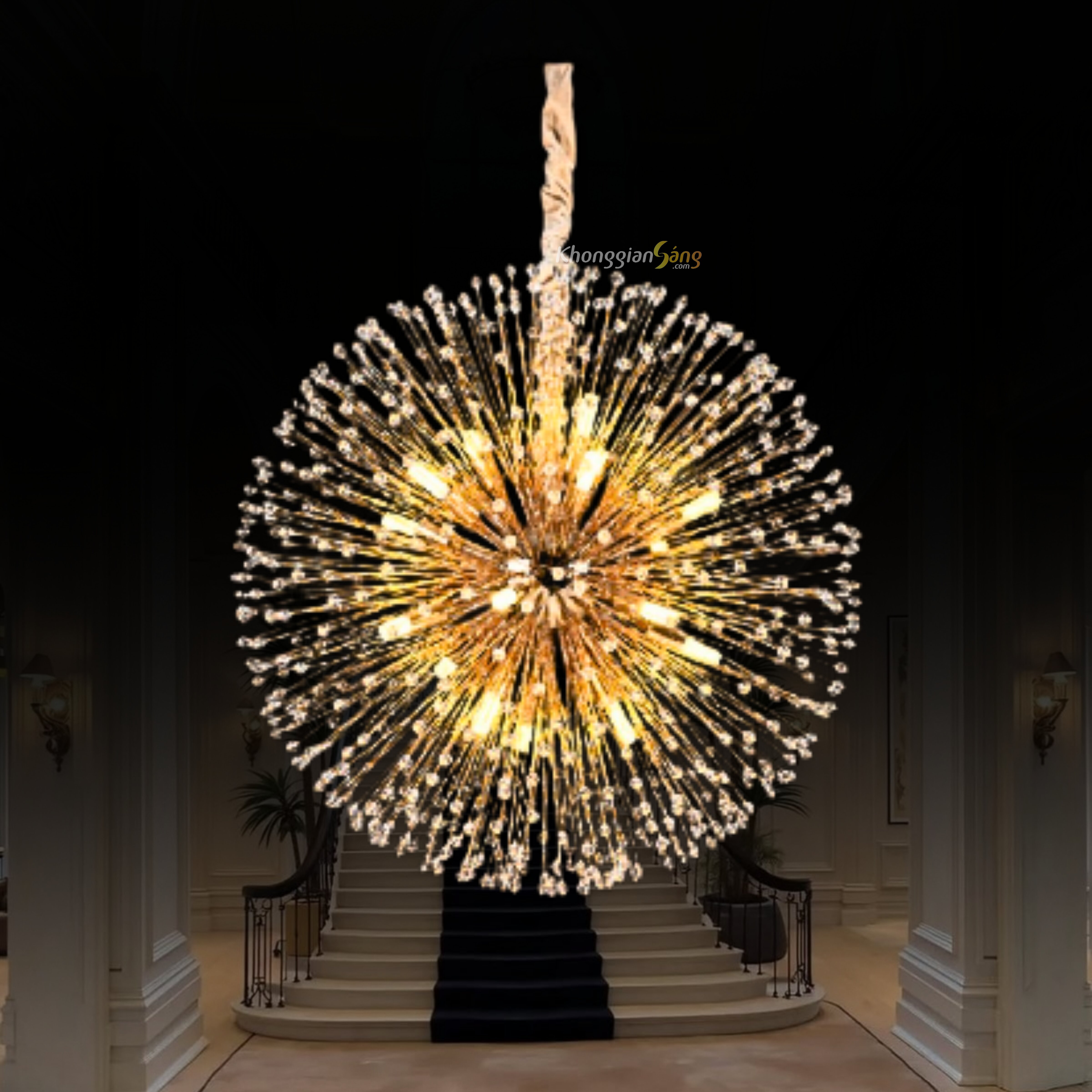 ĐÈN CHÙM PHA LÊ (D500mm x H1000mm) TH-8438