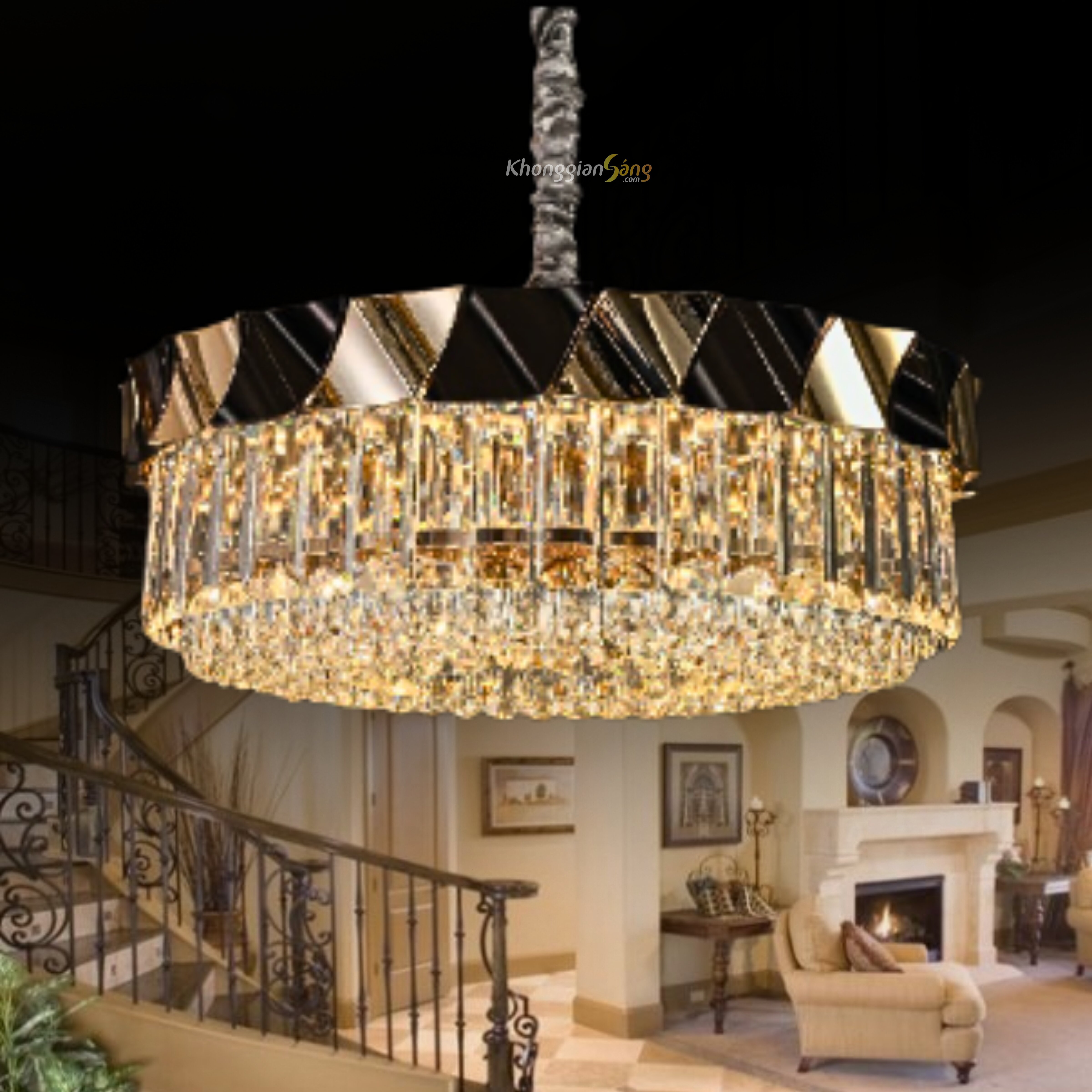 ĐÈN CHÙM PHA LÊ (D600mm x H900mm) TH-8475