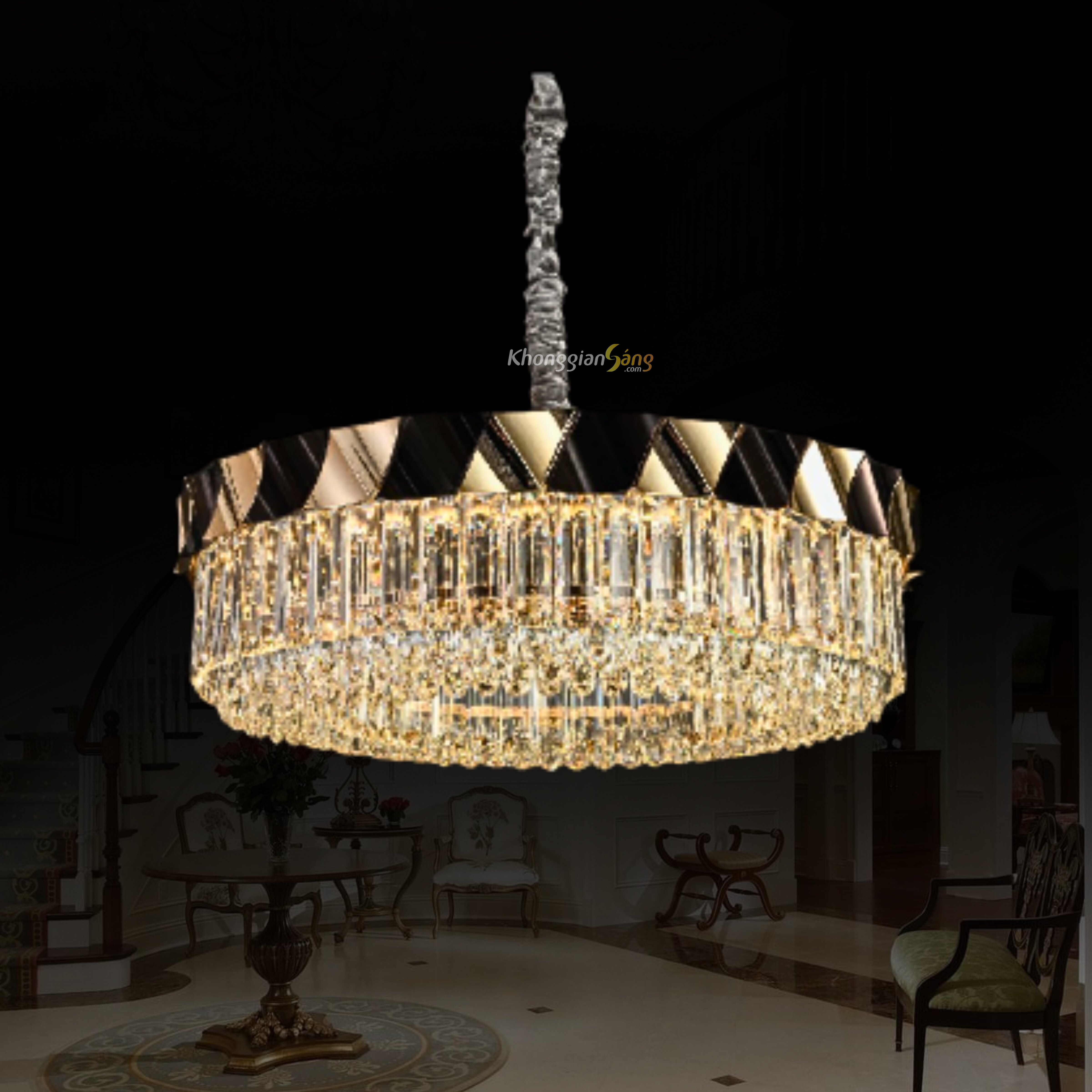 ĐÈN CHÙM PHA LÊ (D800mm x H900mm) TH-8476