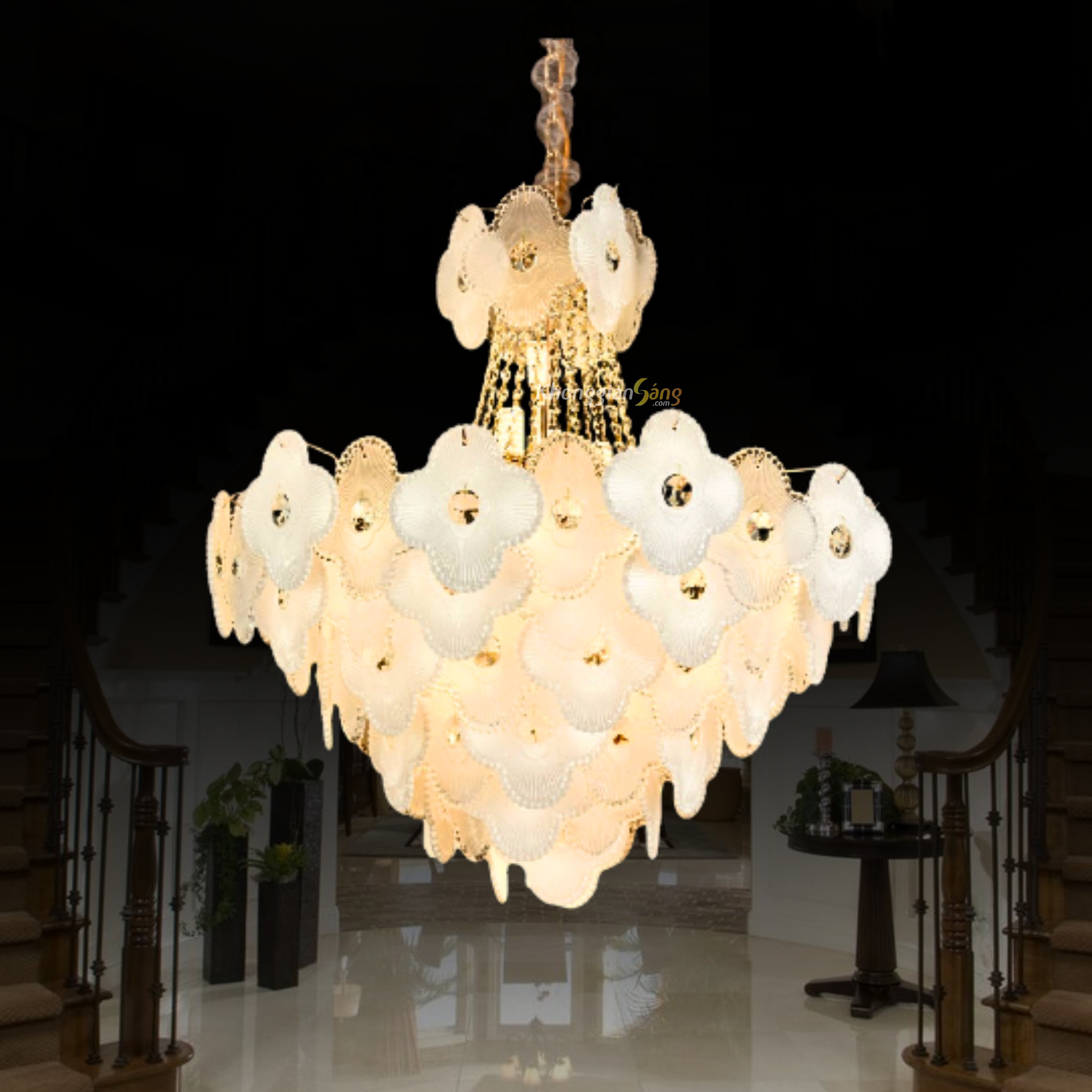 ĐÈN CHÙM PHA LÊ (D800mm x H1200mm) TH-8485