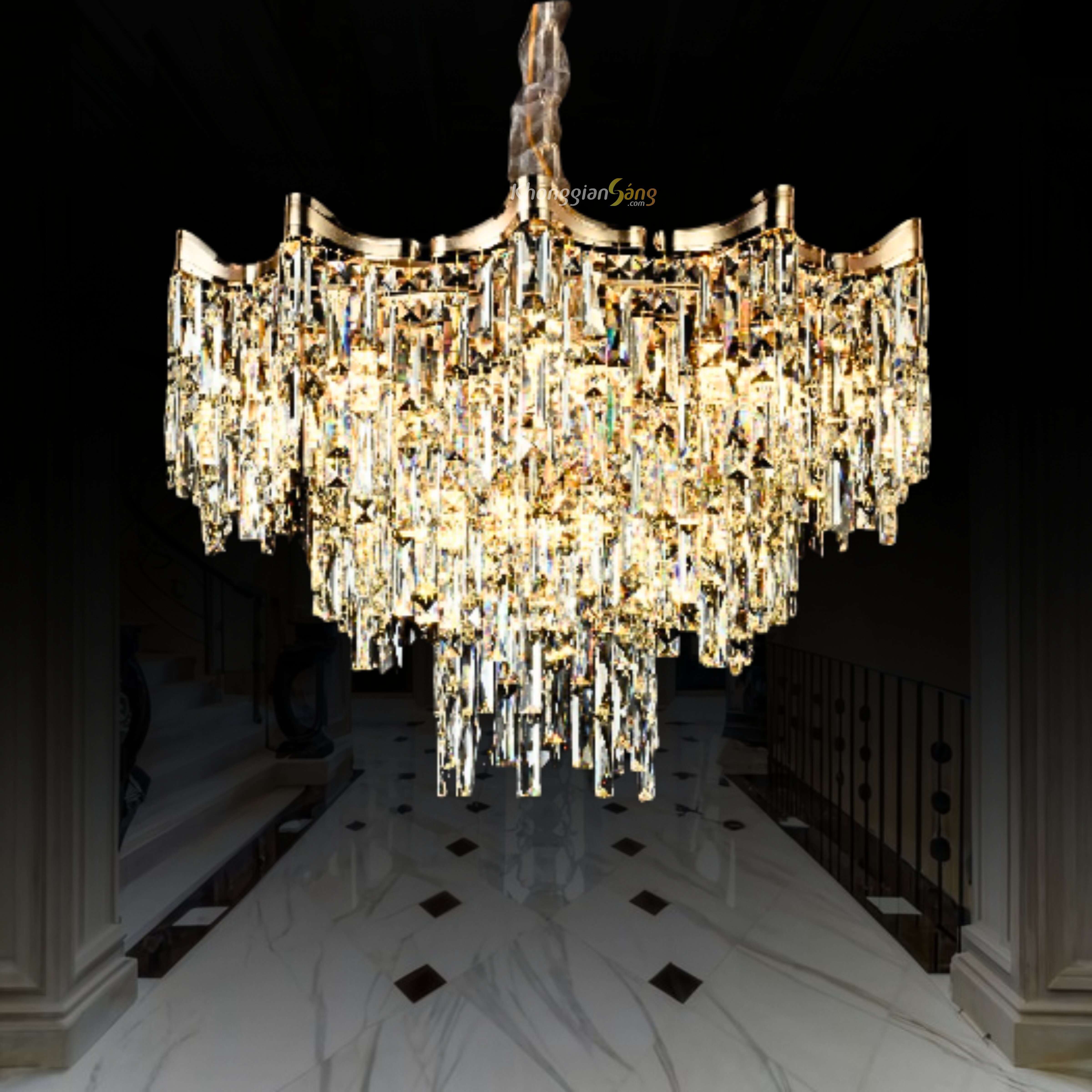 ĐÈN CHÙM PHA LÊ (D800mm x H900mm) TH-8489