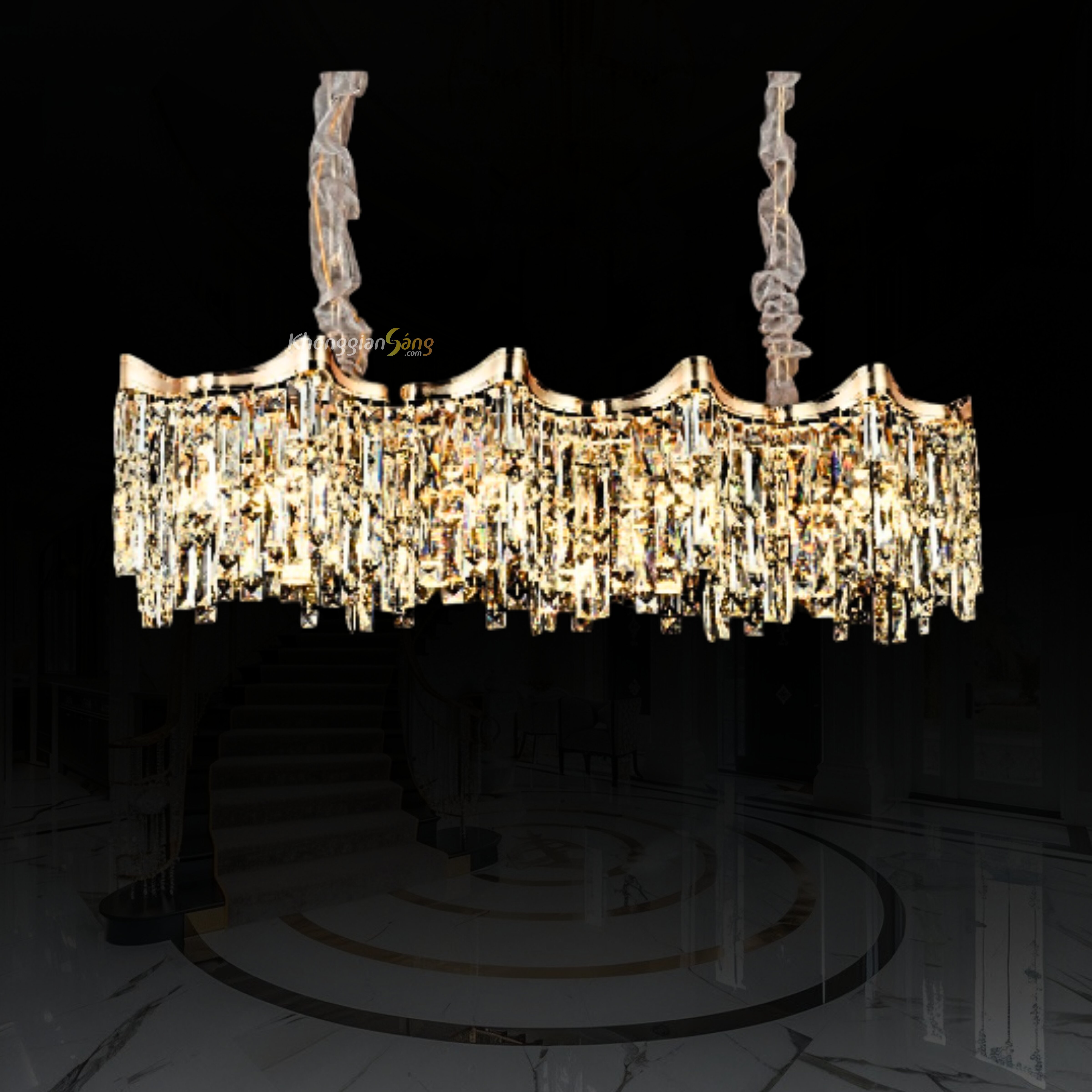 ĐÈN CHÙM PHA LÊ (N1000mm x R320mm x H900mm) TH-8491