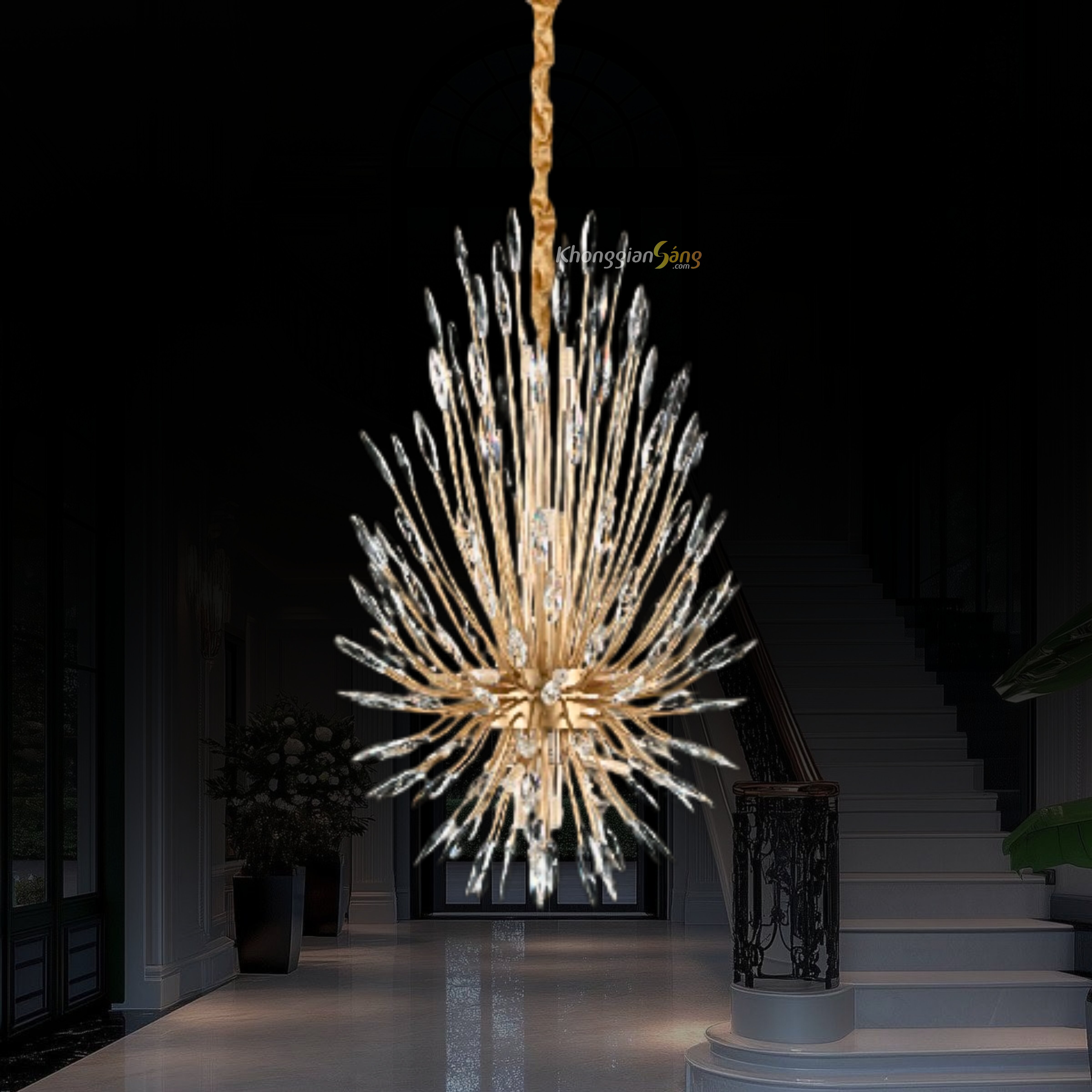 ĐÈN CHÙM PHA LÊ (D400mm x H900mm) TH-8492