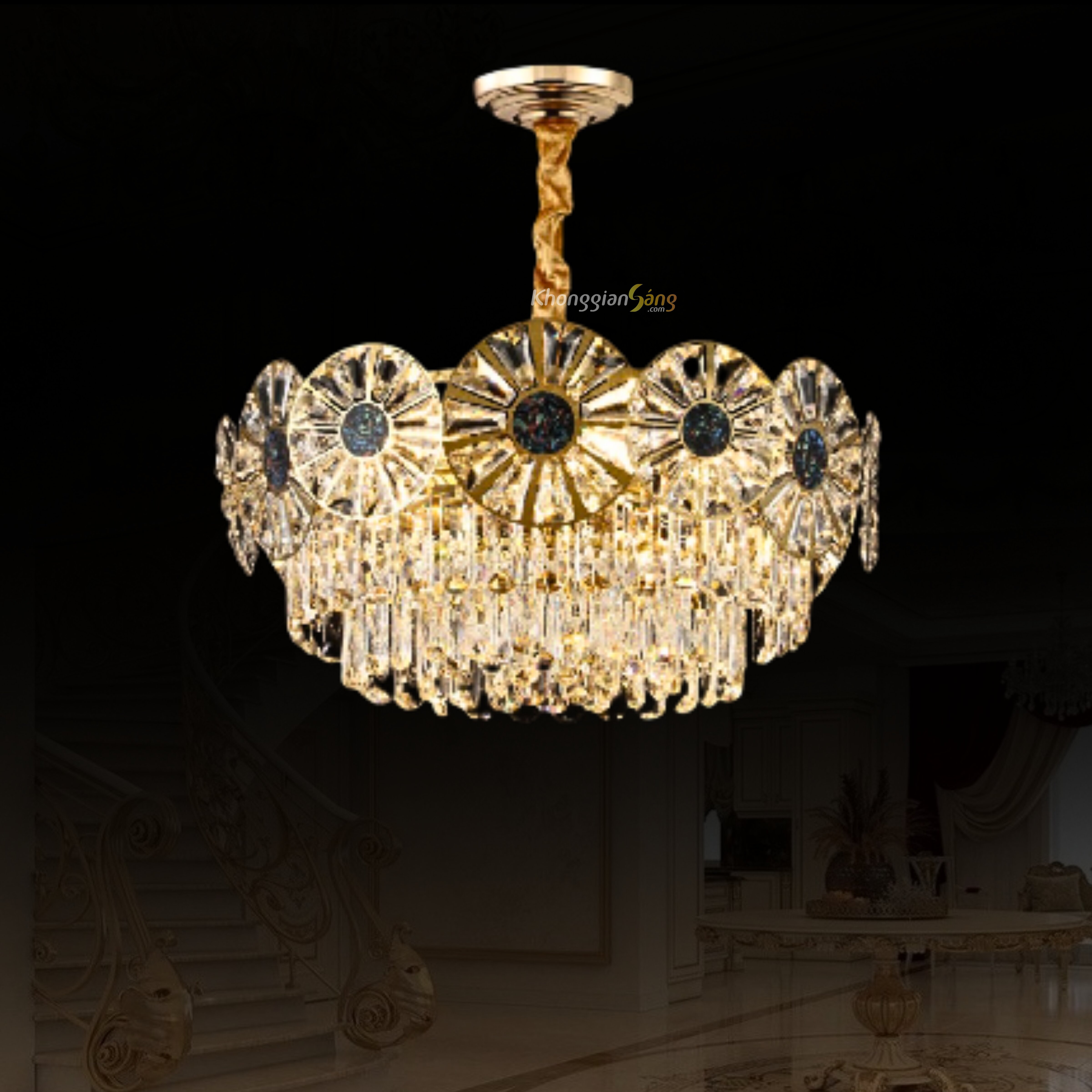 ĐÈN CHÙM PHA LÊ (D600mm x H900mm) TH-8506A