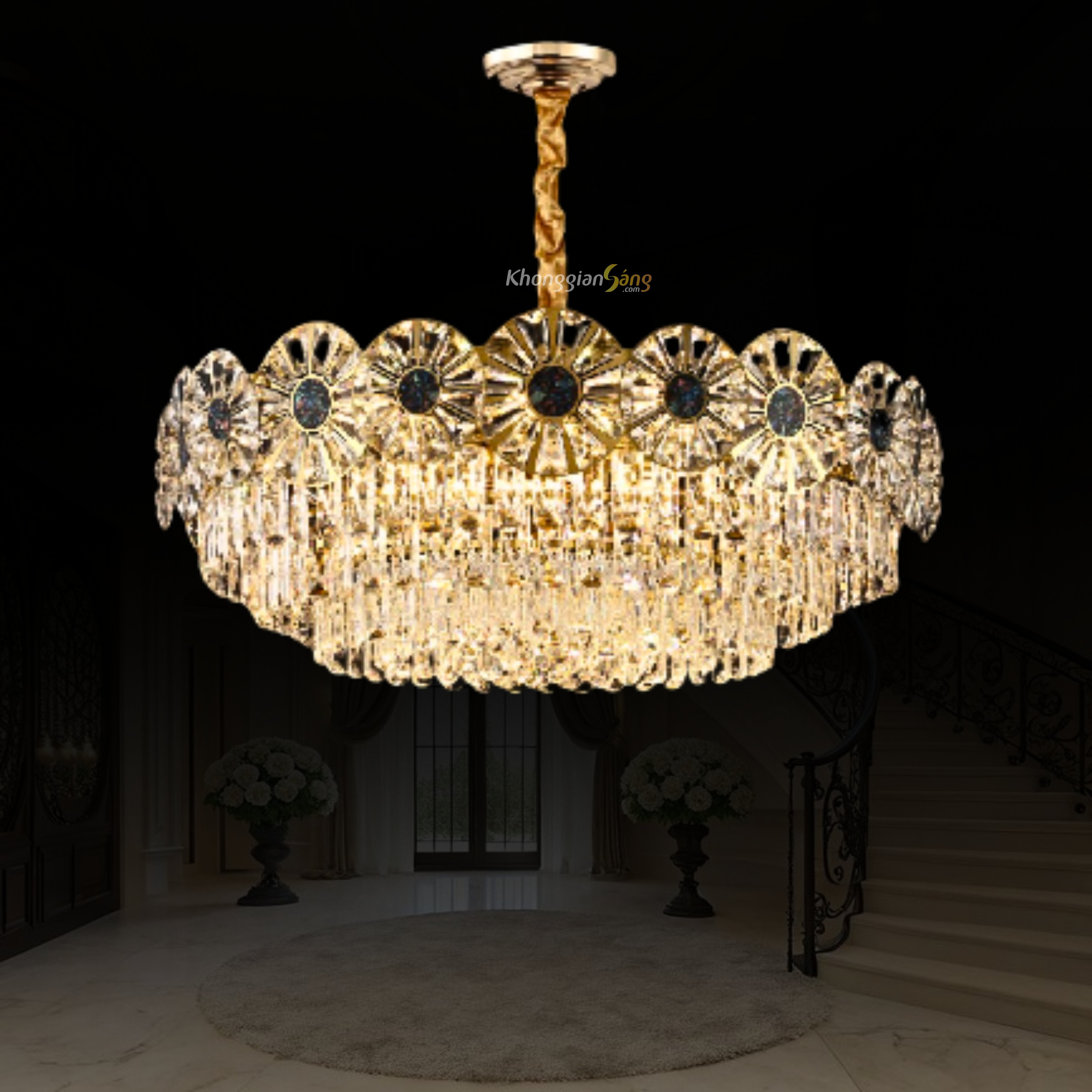 ĐÈN CHÙM PHA LÊ (D800mm x H1000mm) TH-8507