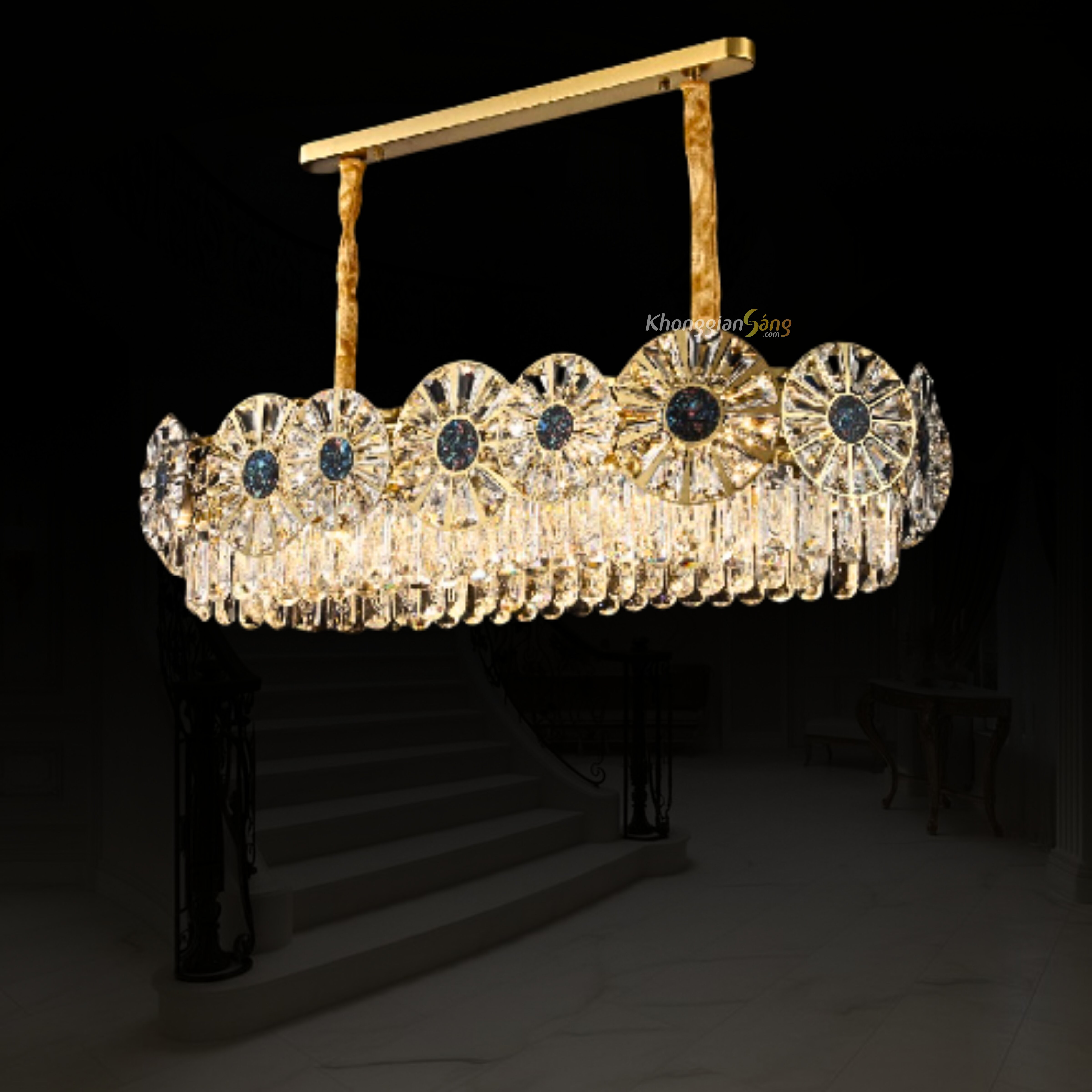 ĐÈN CHÙM PHA LÊ (D800mm x R350mm x H900mm) TH-8509