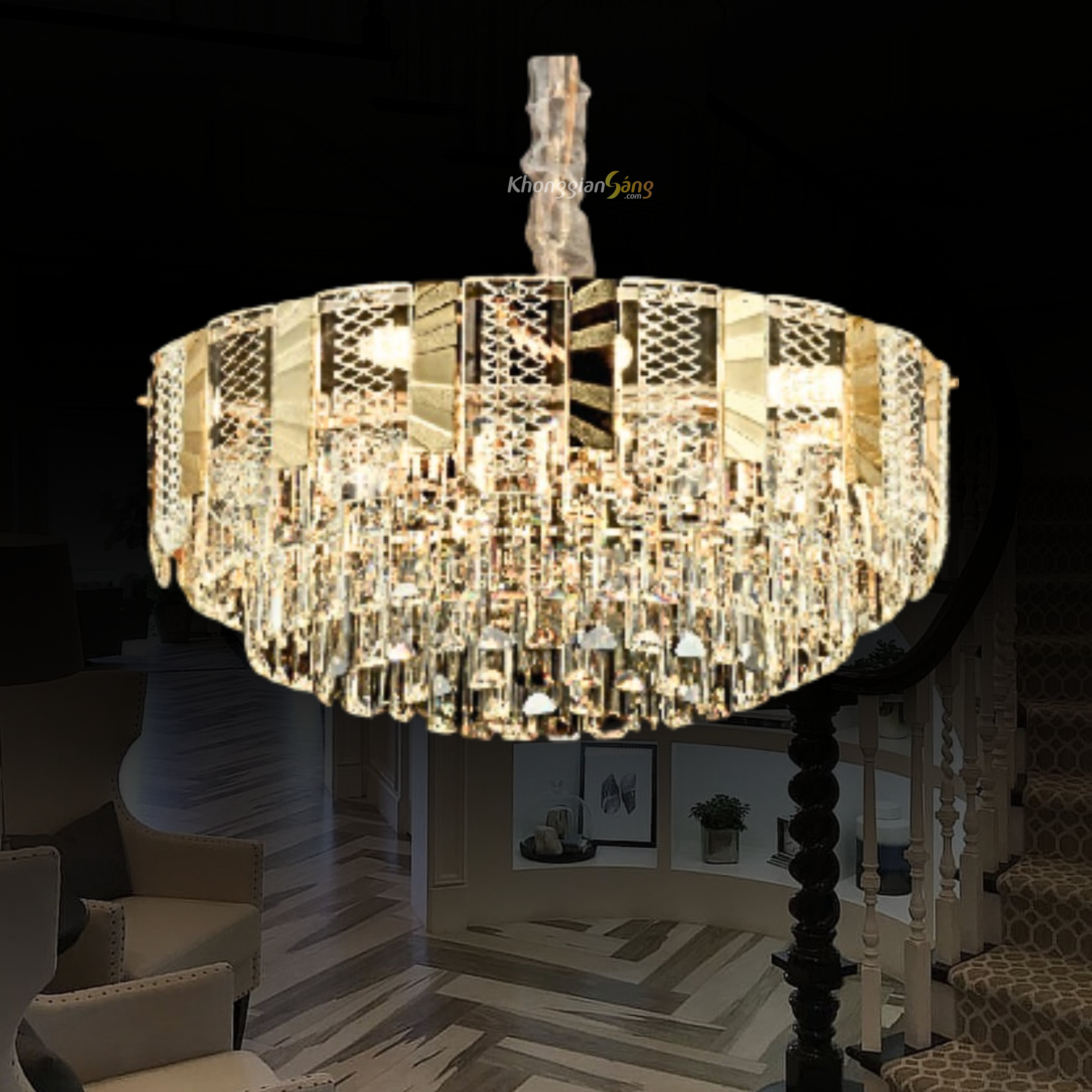 ĐÈN CHÙM PHA LÊ (D600mm x H900mm) TH-8511