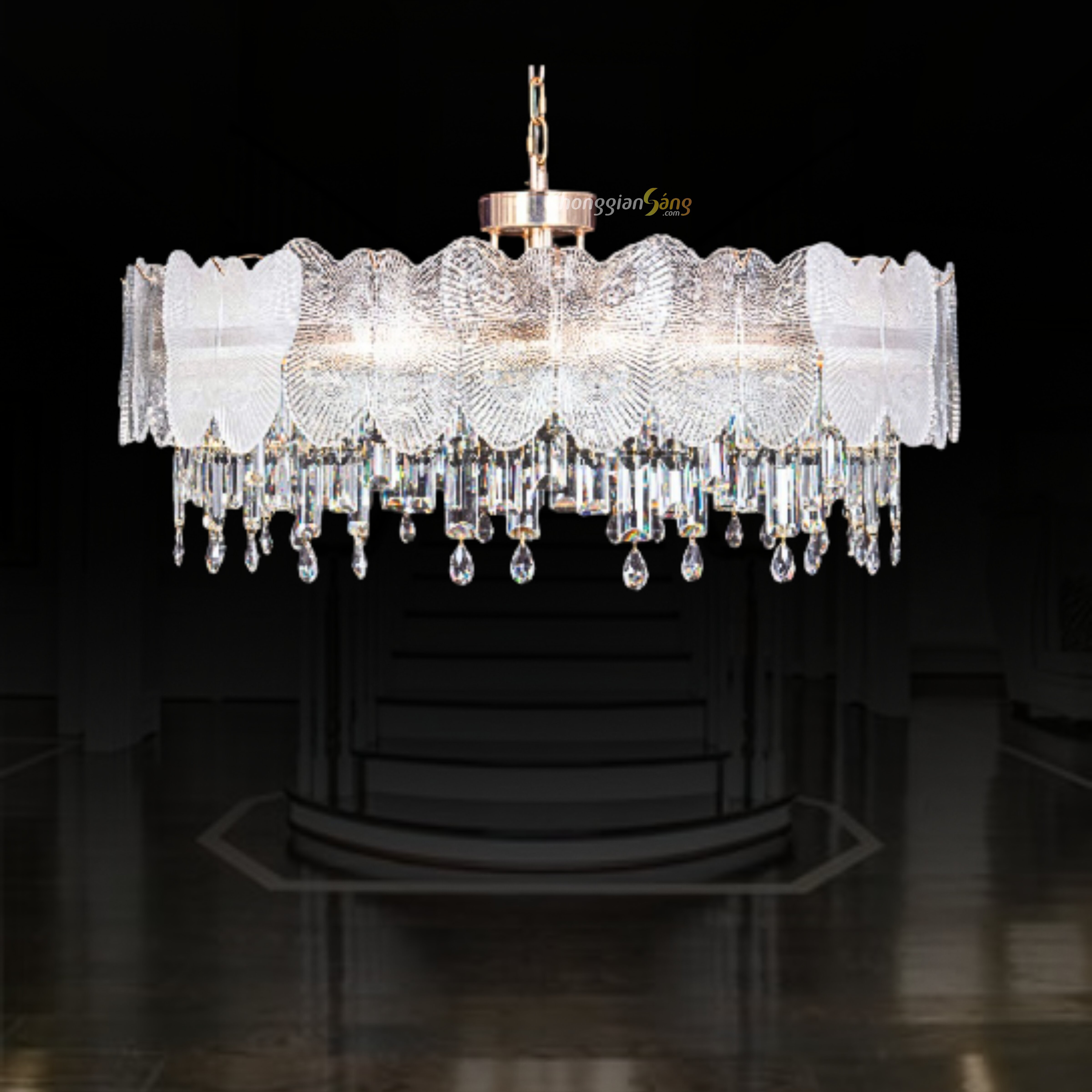 ĐÈN CHÙM PHA LÊ (D800mm x H900mm) TH-8521