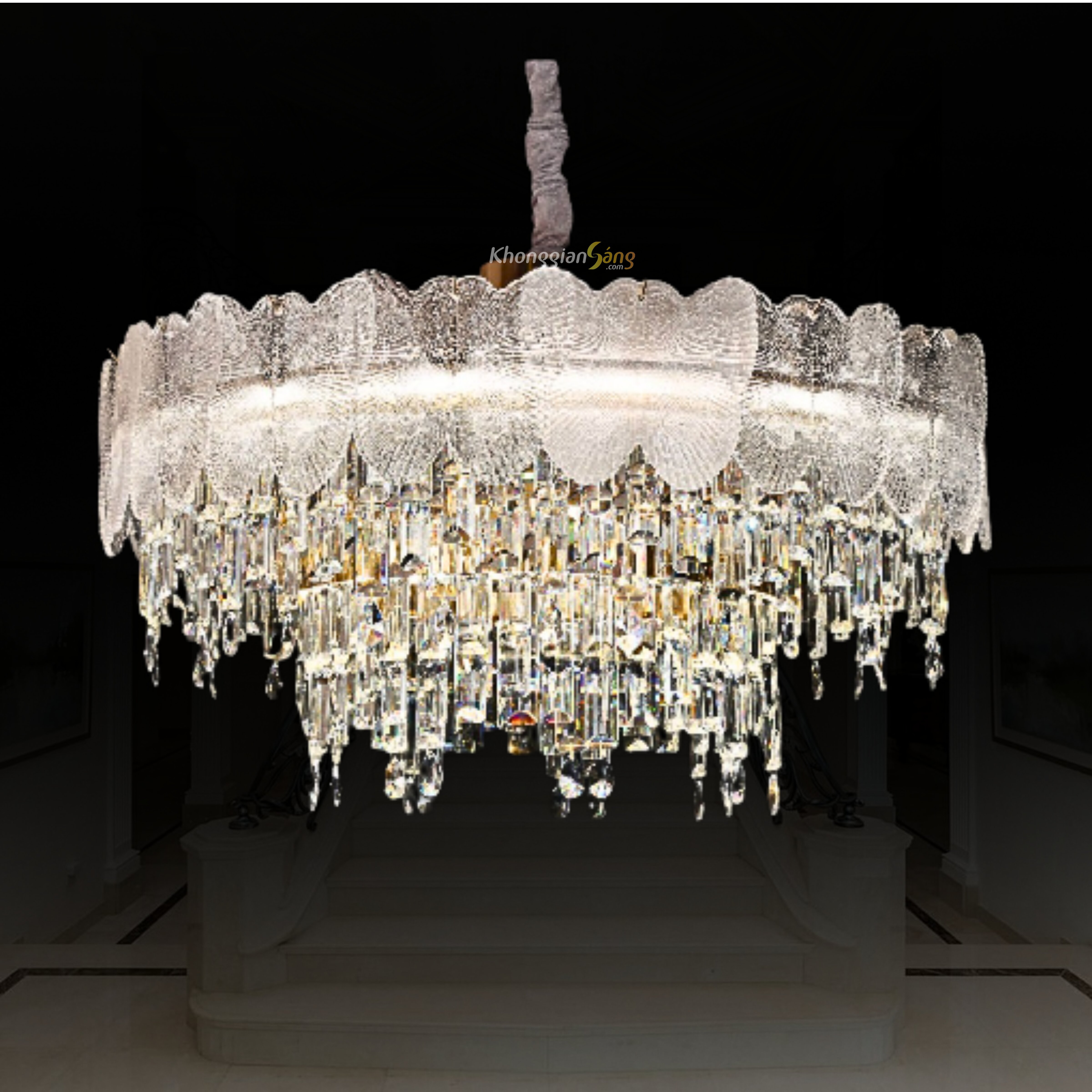 ĐÈN CHÙM PHA LÊ (D800mm x H1100mm) TH-8525