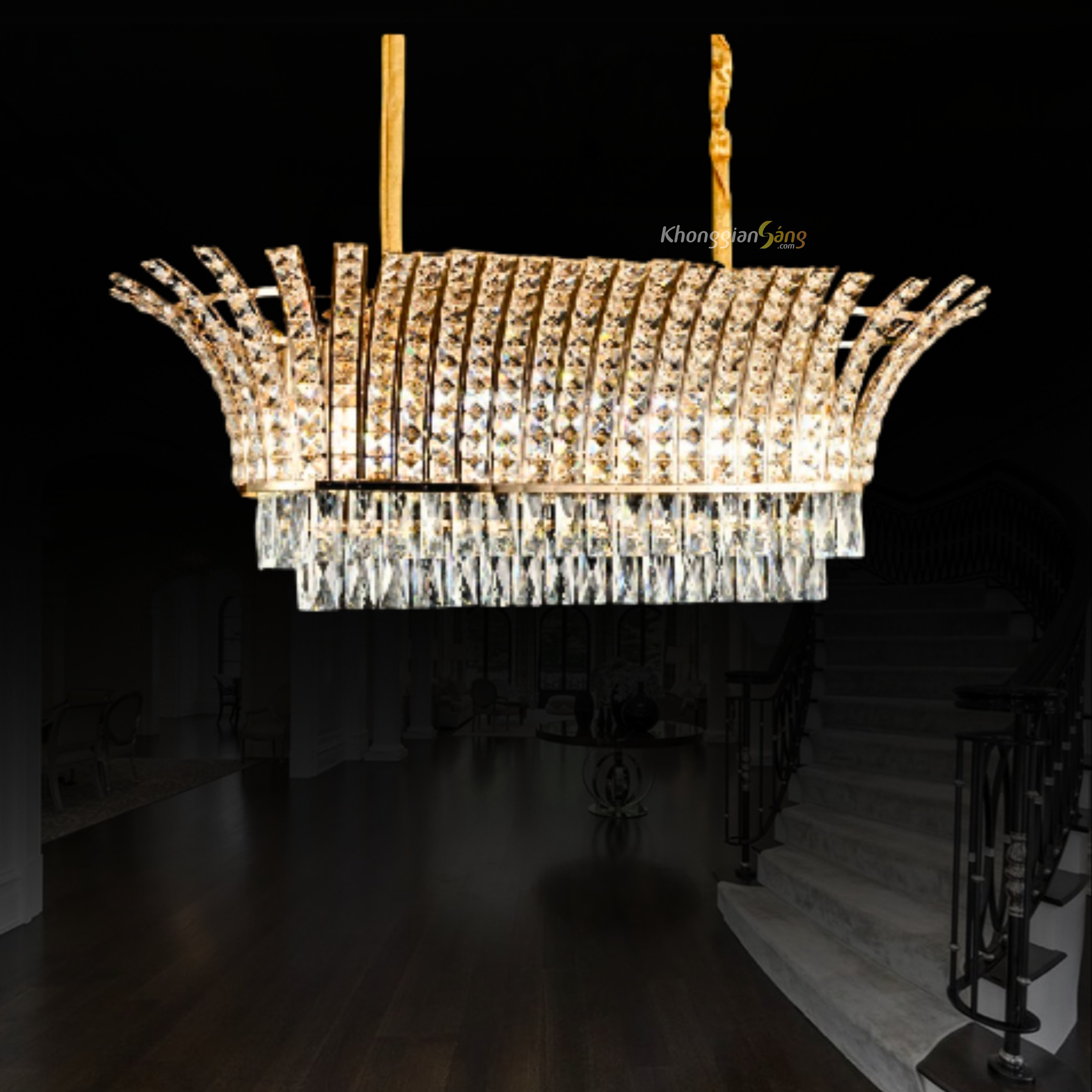 ĐÈN CHÙM PHA LÊ (N900mm x R350mm x H1000mm) TH-8559