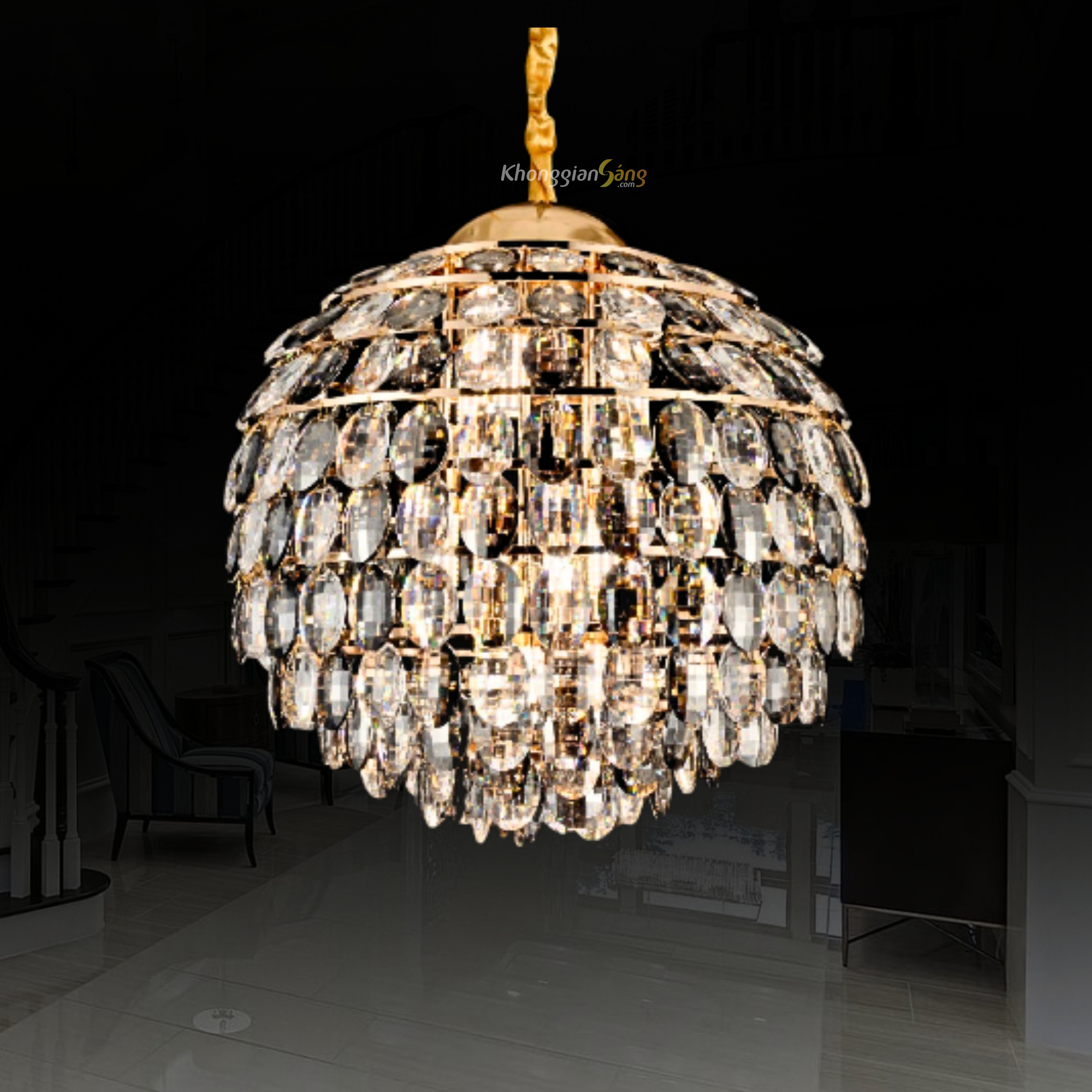 ĐÈN CHÙM PHA LÊ (D600mm x H900mm) TH-8561