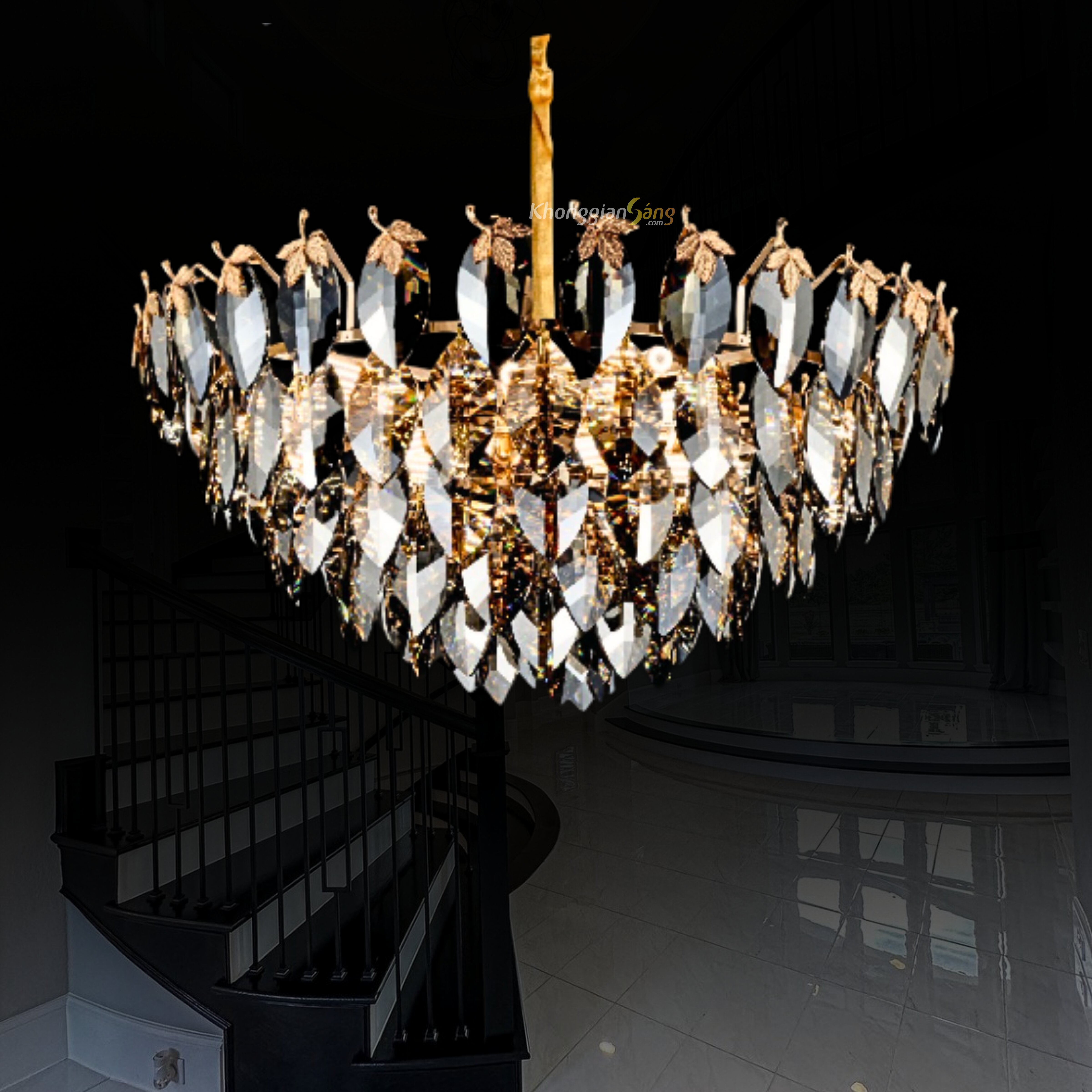 ĐÈN CHÙM PHA LÊ (D800mm x H900mm) TH-8653