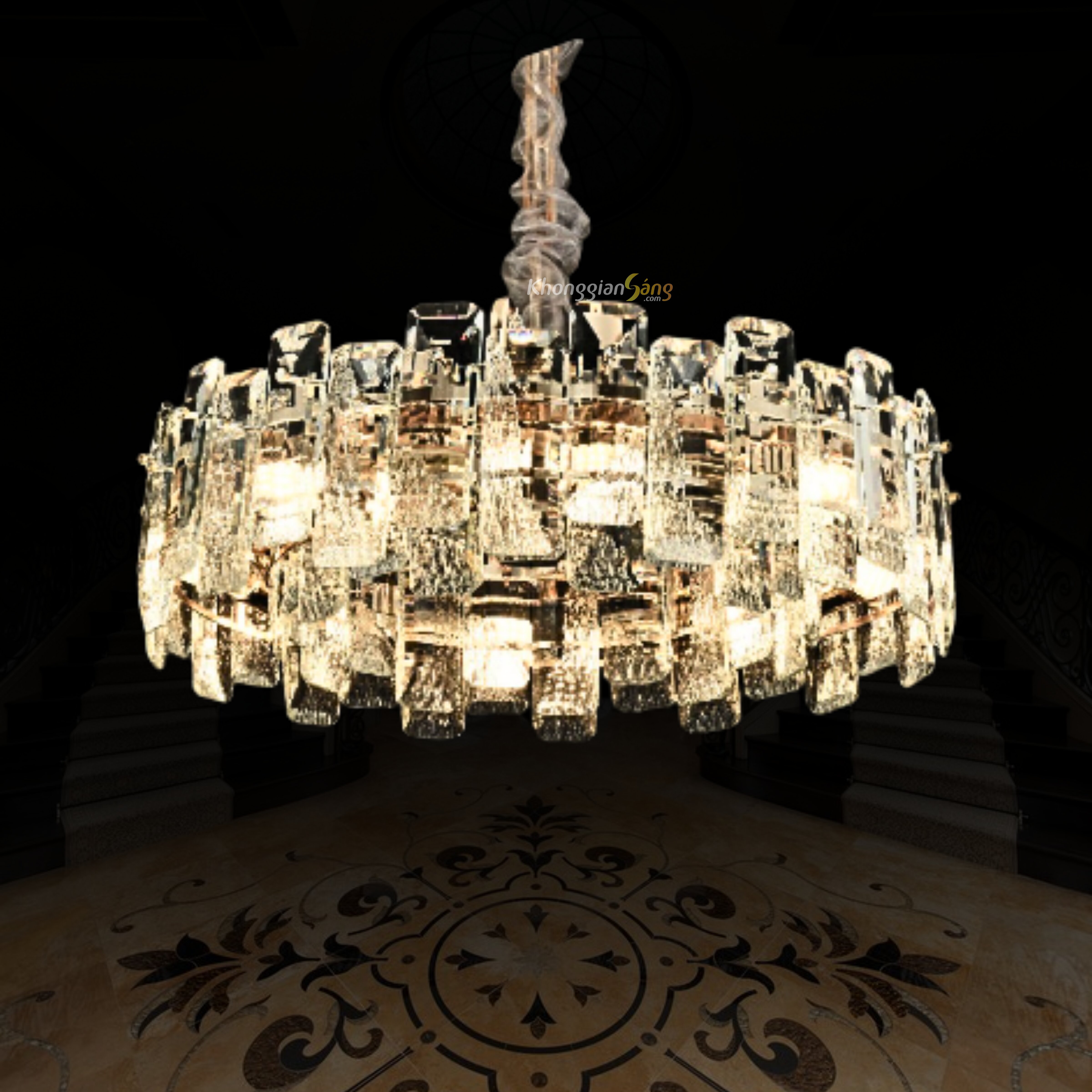 ĐÈN CHÙM PHA LÊ (D600mm x H240mm) TH-8623