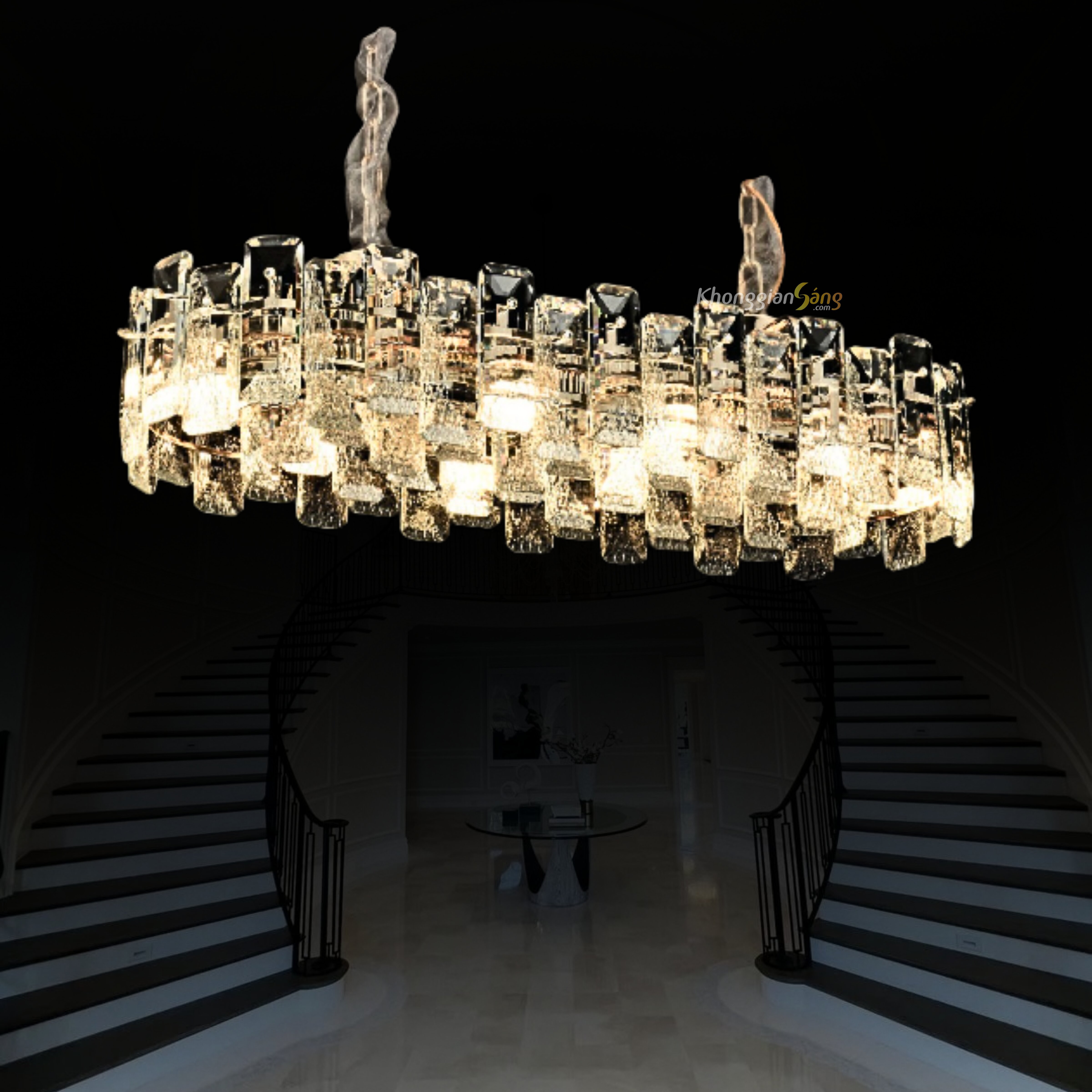 ĐÈN CHÙM PHA LÊ (N850mm + R350mm x H260mm) TH-8625