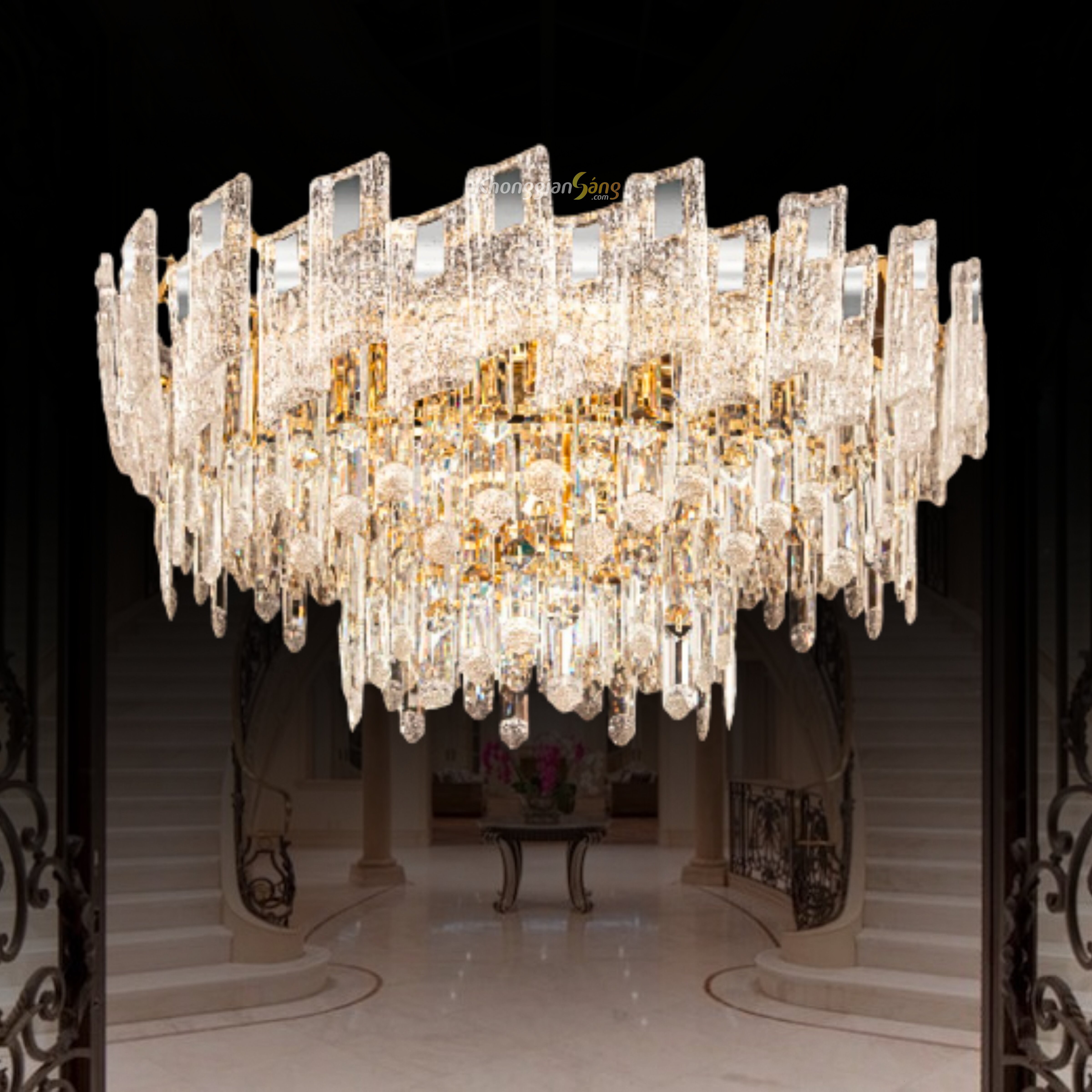 ĐÈN CHÙM PHA LÊ (D760mm x H380mm) TH-8638