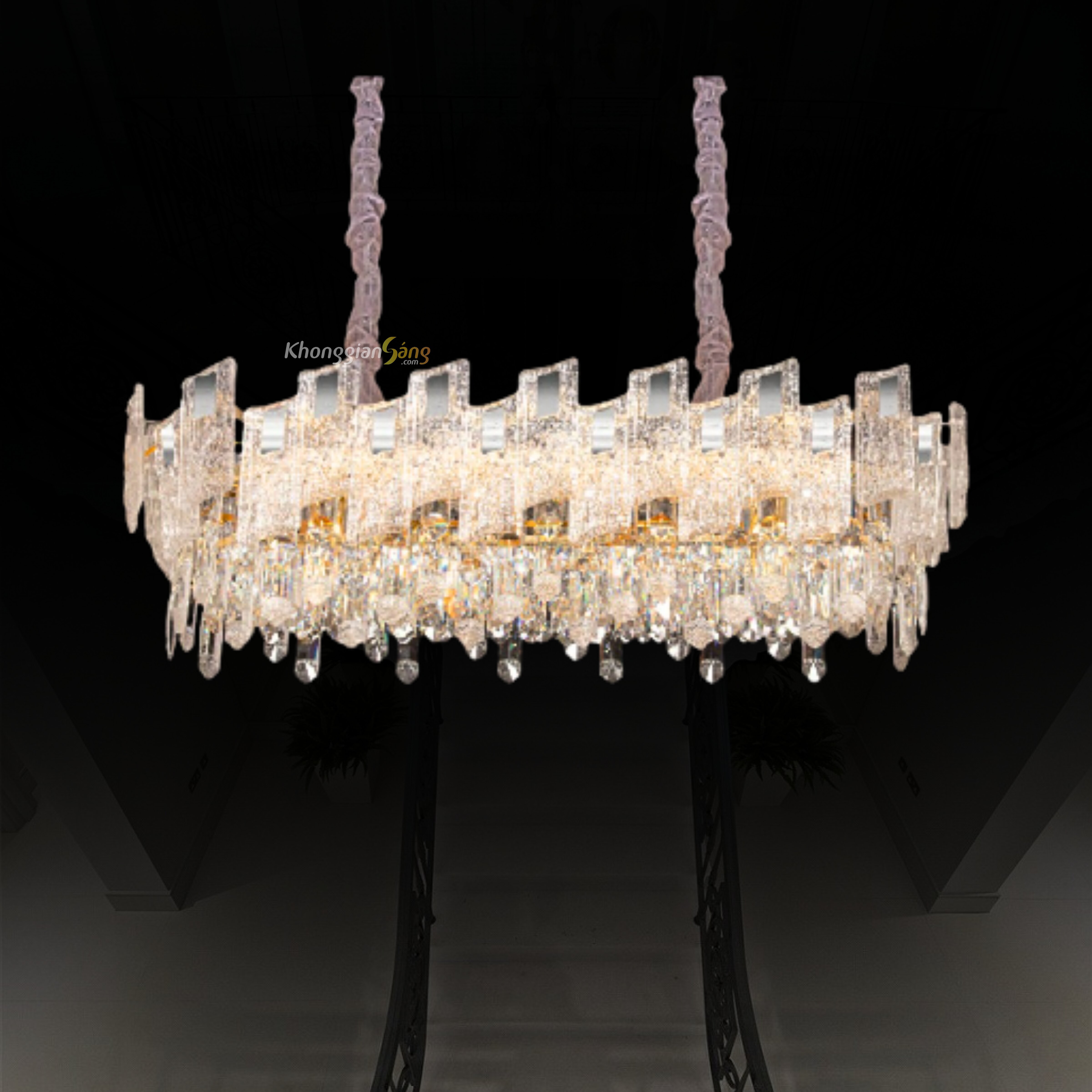 ĐÈN CHÙM PHA LÊ (N900mm x R350mm x H290mm) TH-8639