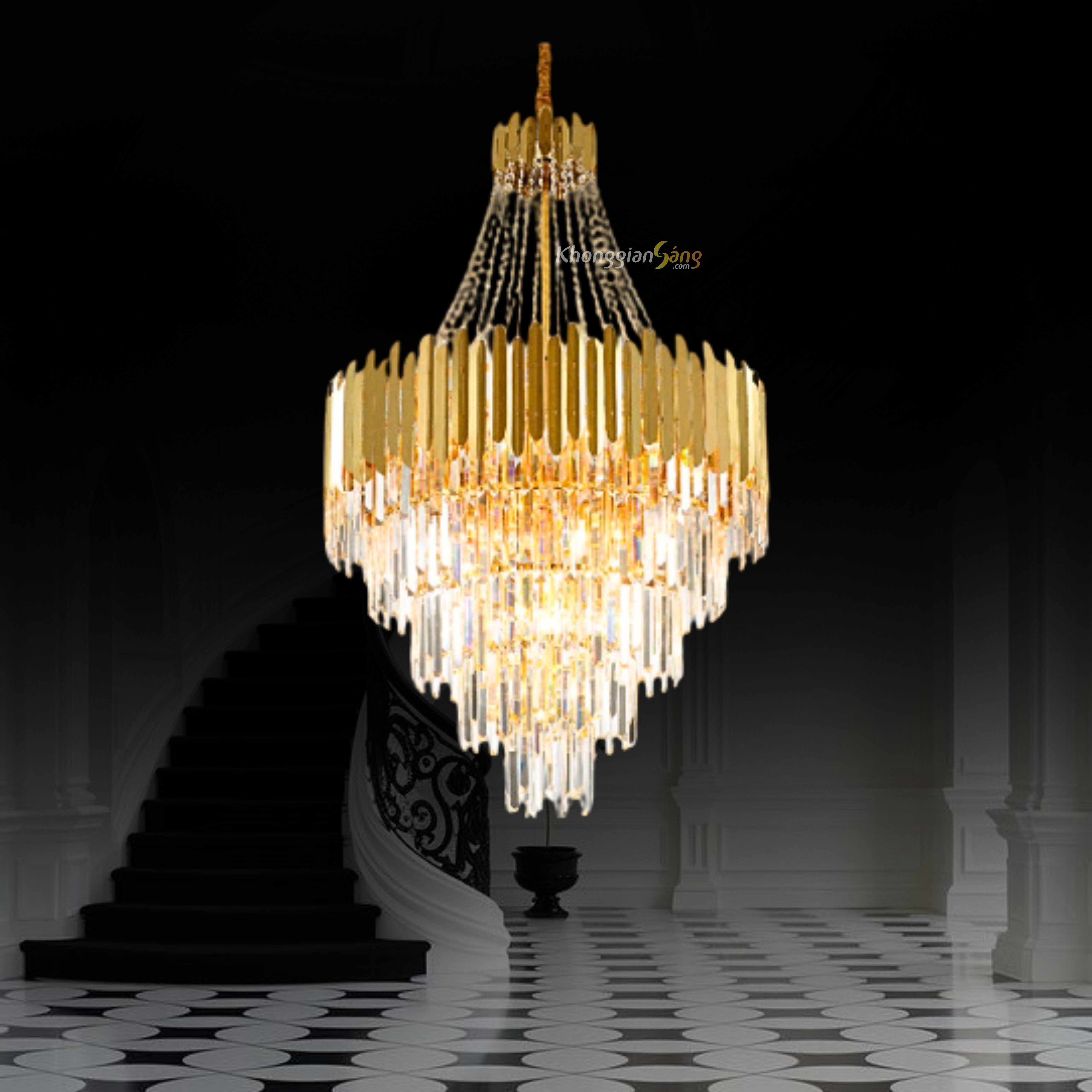 ĐÈN CHÙM PHA LÊ (D900mm x H1700mm) TH-868-21