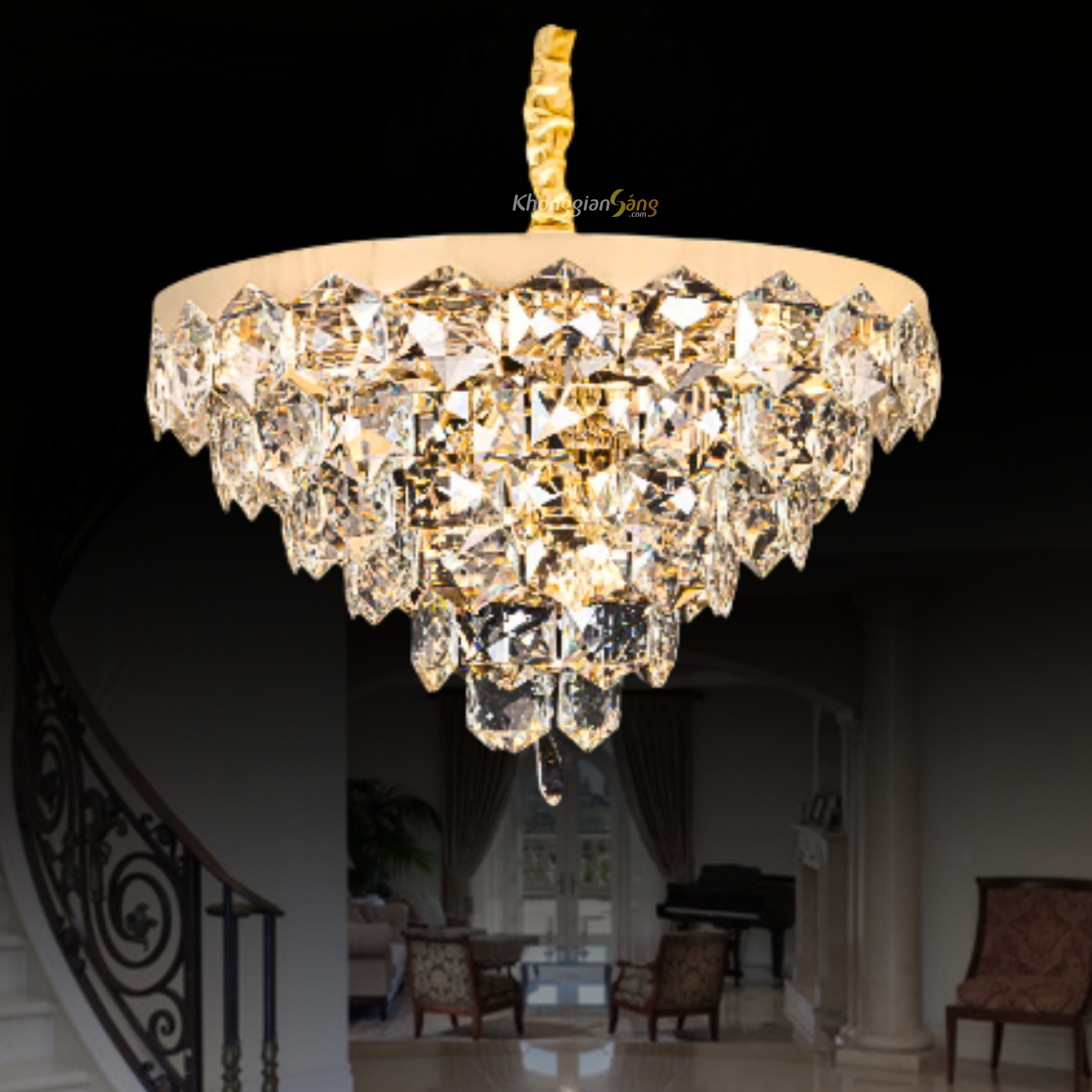 ĐÈN CHÙM PHA LÊ (D700mm x H900mm) TH-871-20