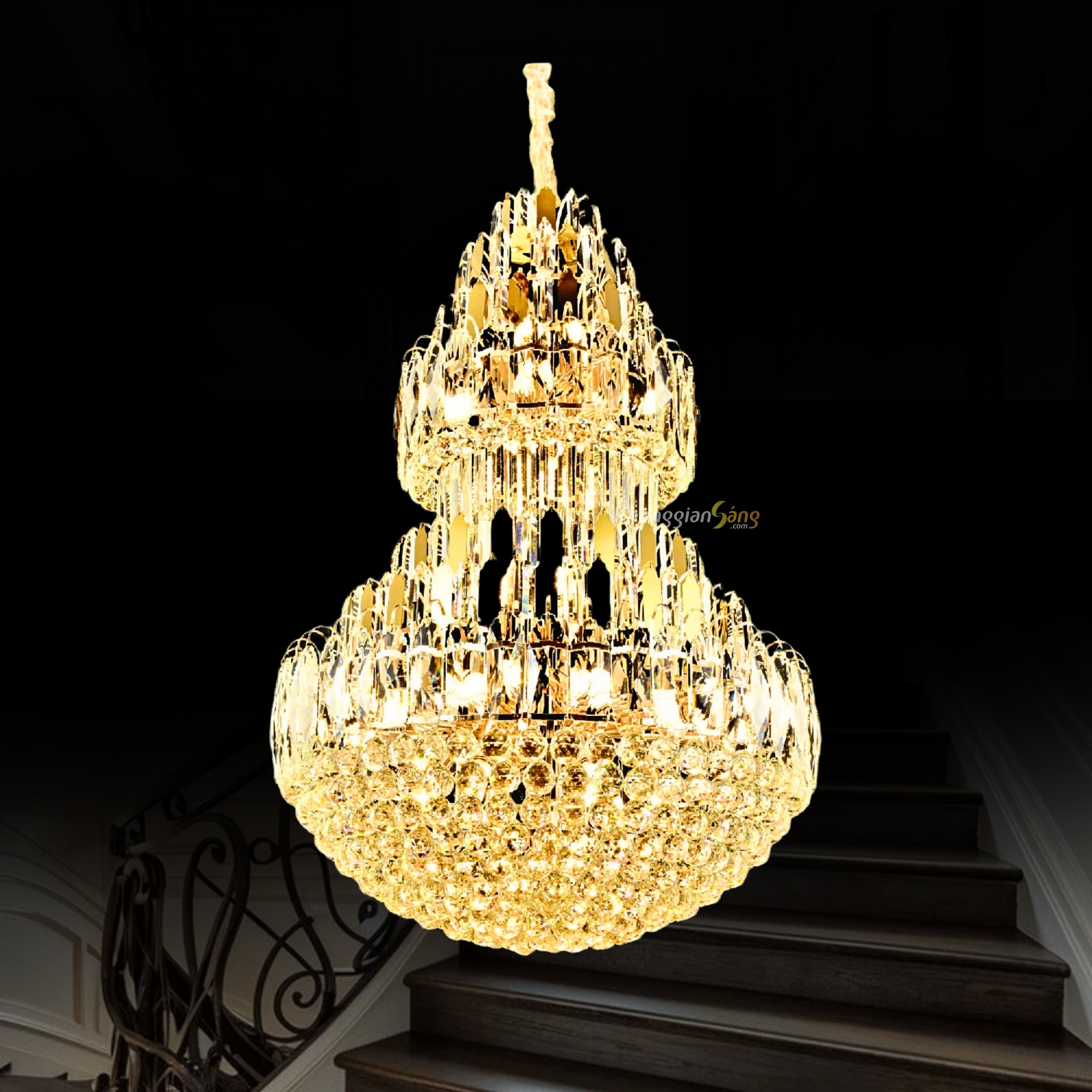 ĐÈN CHÙM PHA LÊ (D800mm x H1100mm) CNQT-178