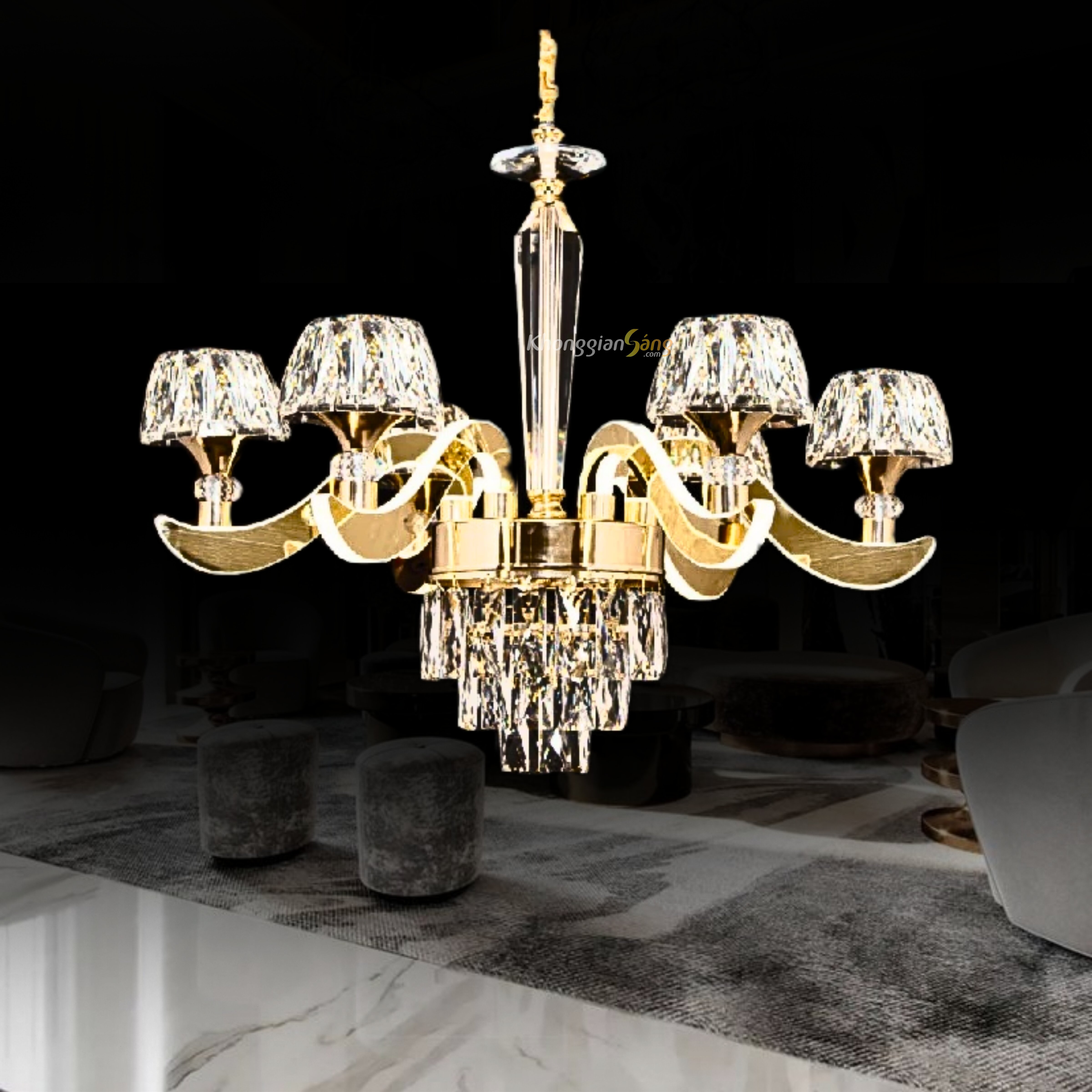 ĐÈN CHÙM PHA LÊ (D600mm x H900mm) CNQT-314