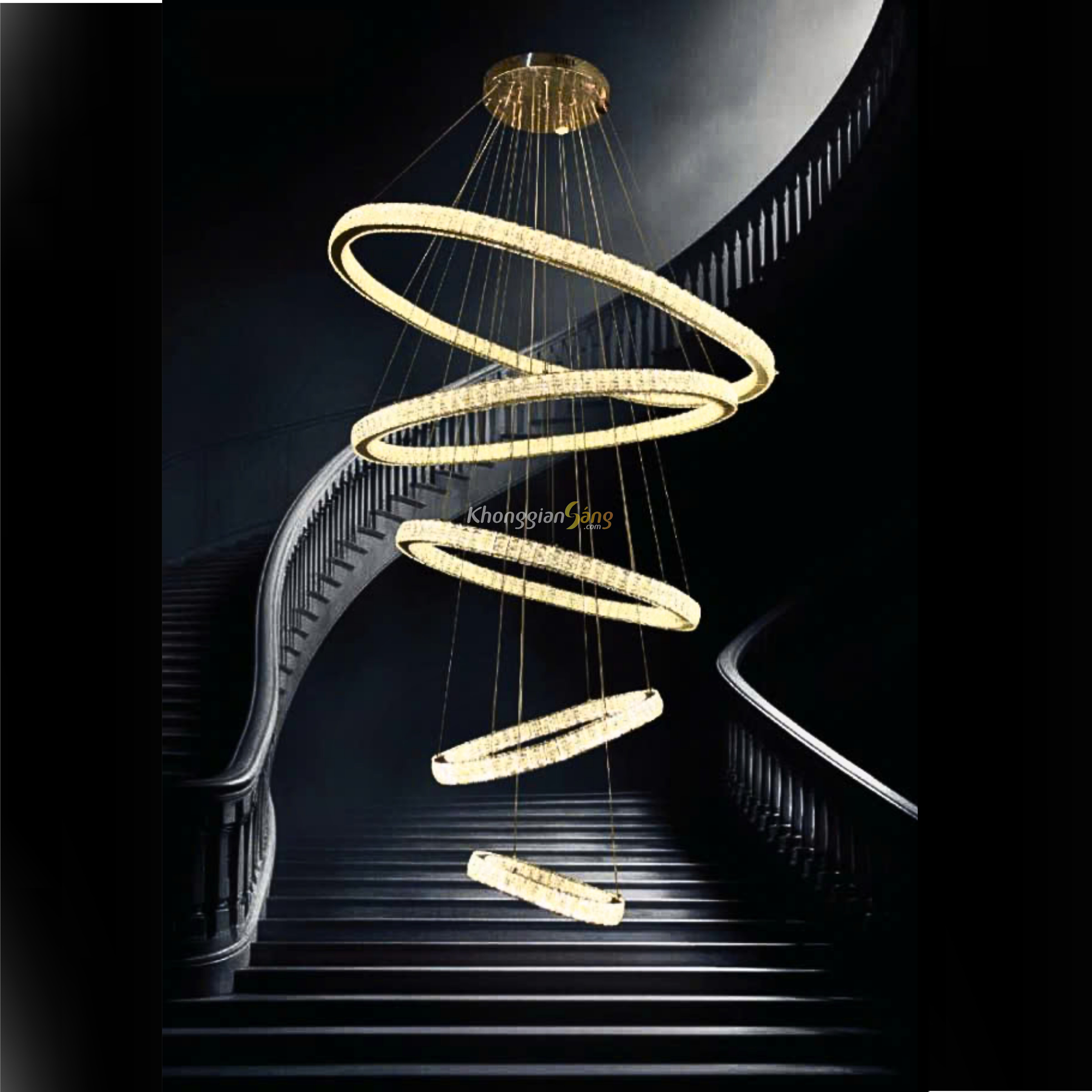 ĐÈN CHÙM THẢ (D400mm+D600mm+D800mm+D1000mm+D1200 x H2800) TH-814-21