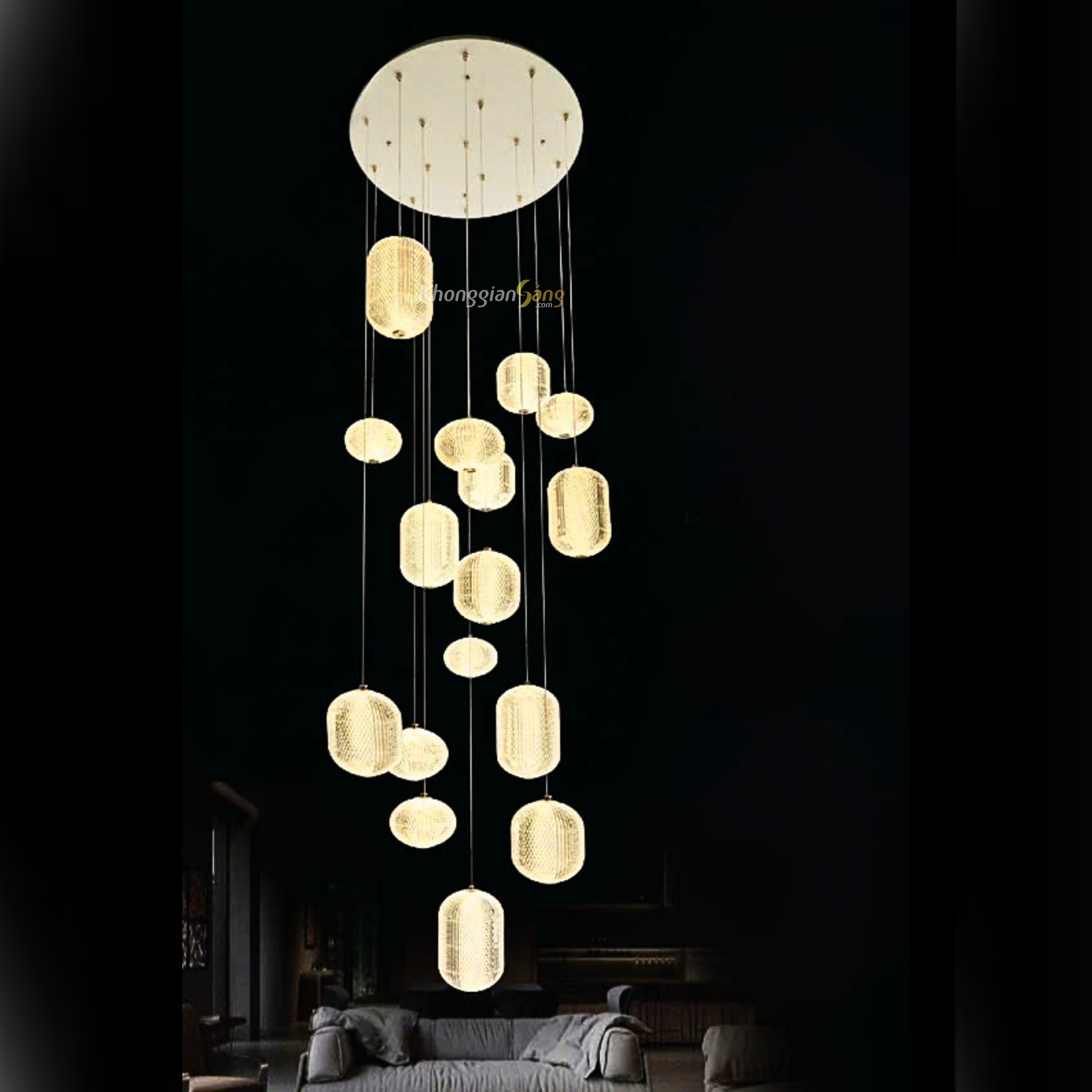 ĐÈN CHÙM THẢ (D600mm x H3000mm) TH-0808