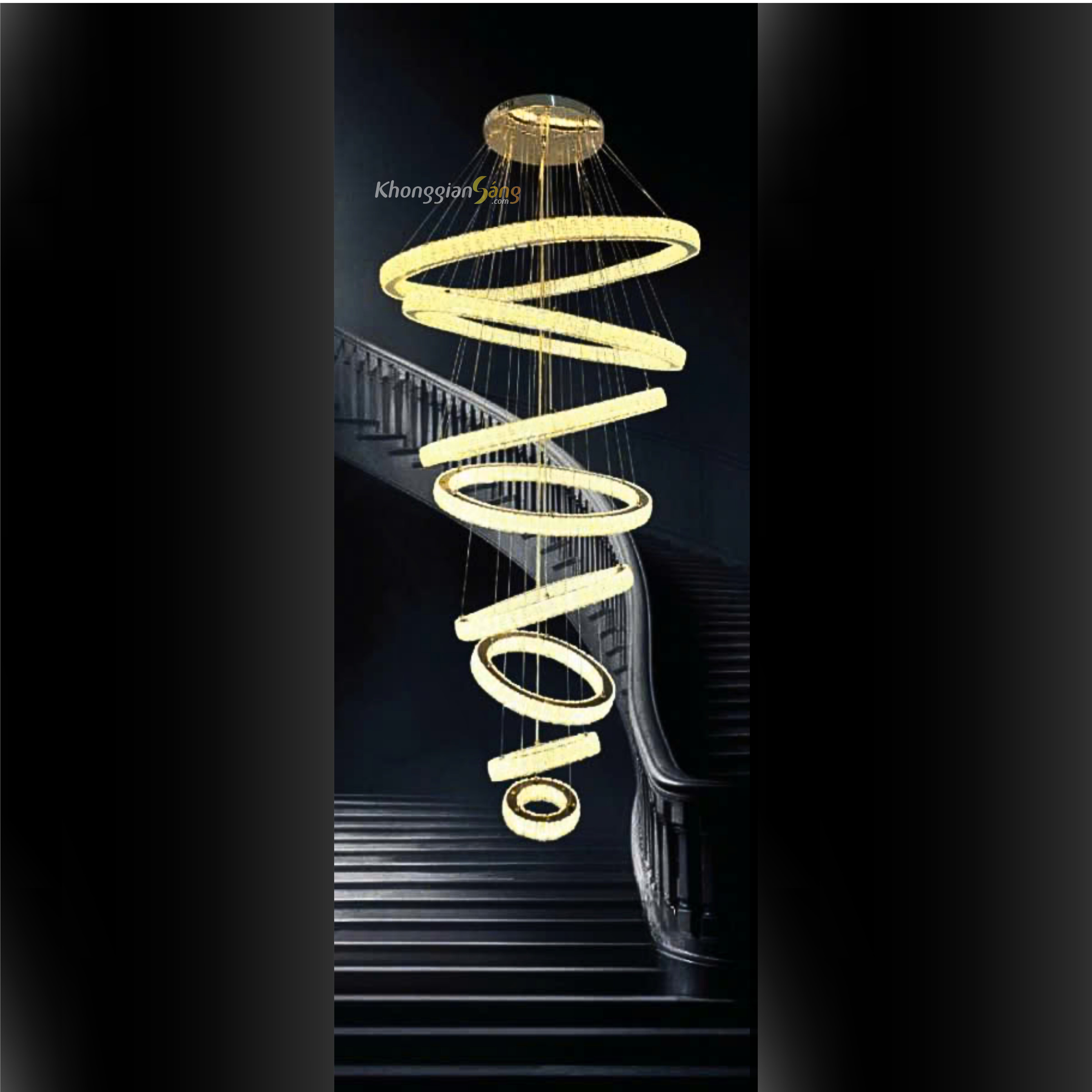 ĐÈN CHÙM THẢ (D200mm+D300mm+D400mm+D500mm+D600mm+D700mm+D800mm+D900mm x H2500) TH-835A-18