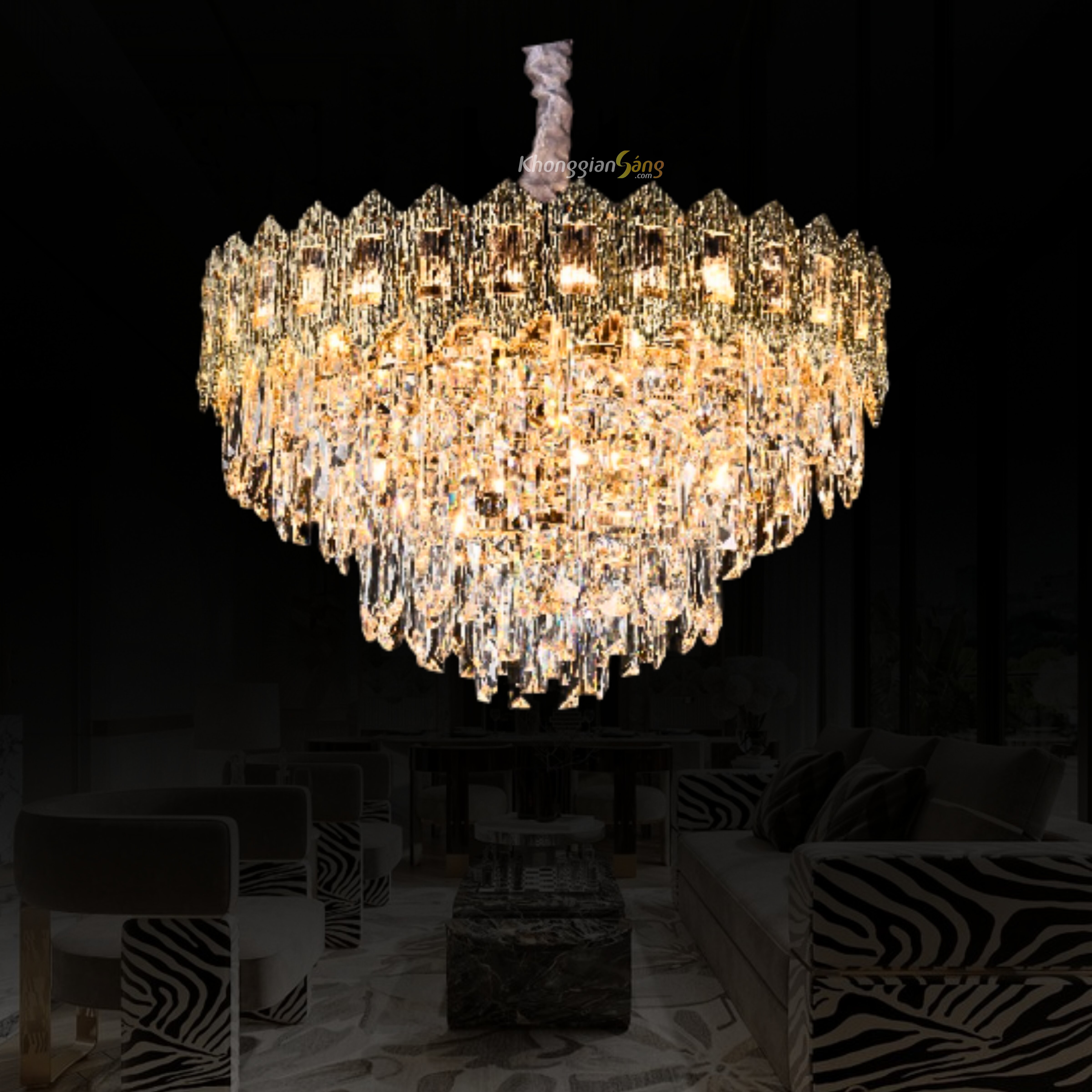 ĐÈN CHÙM PHA LÊ (D600mm x H400mm) TH-8600