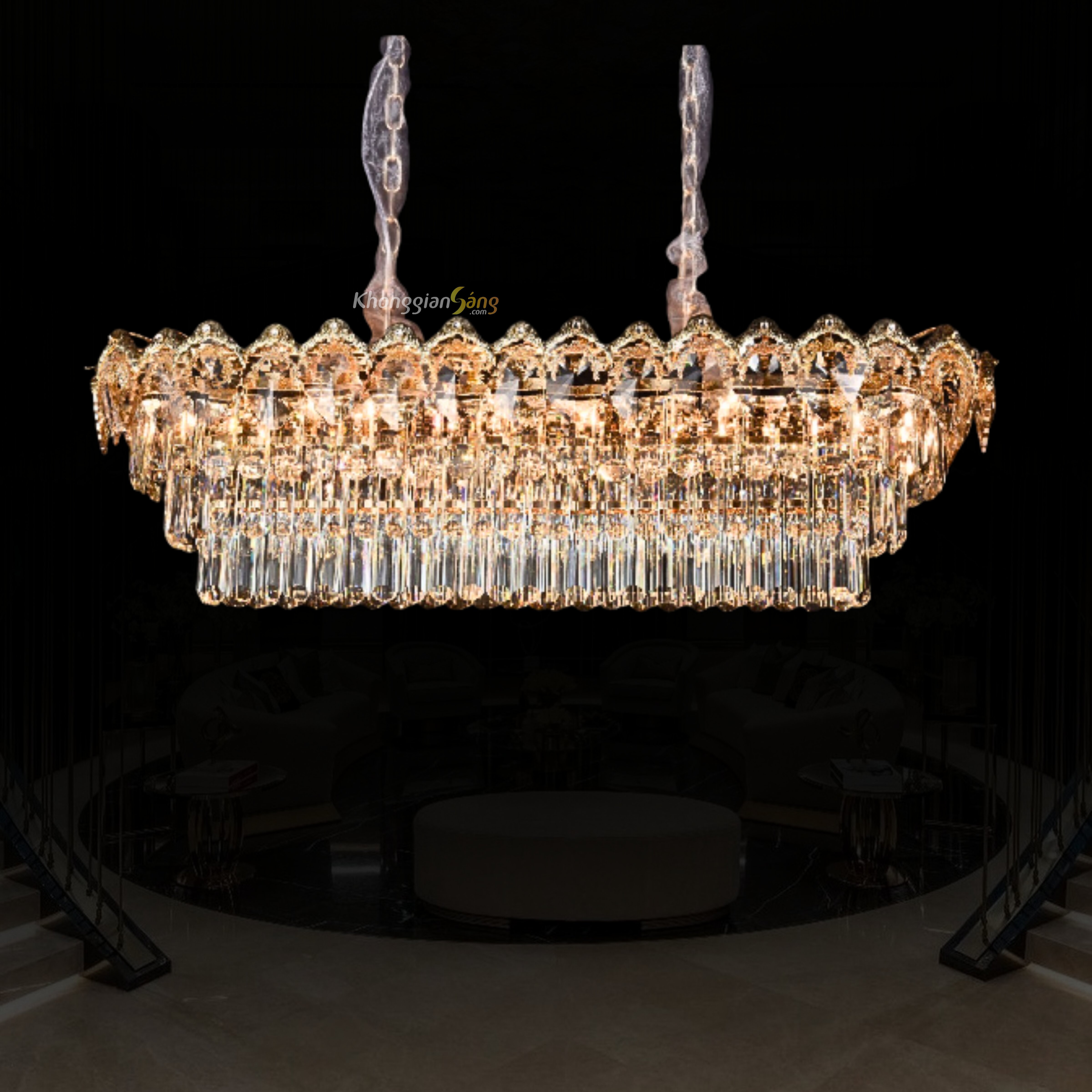 ĐÈN CHÙM PHA LÊ (N1000mm x R320mm x C230mm) TH-8606