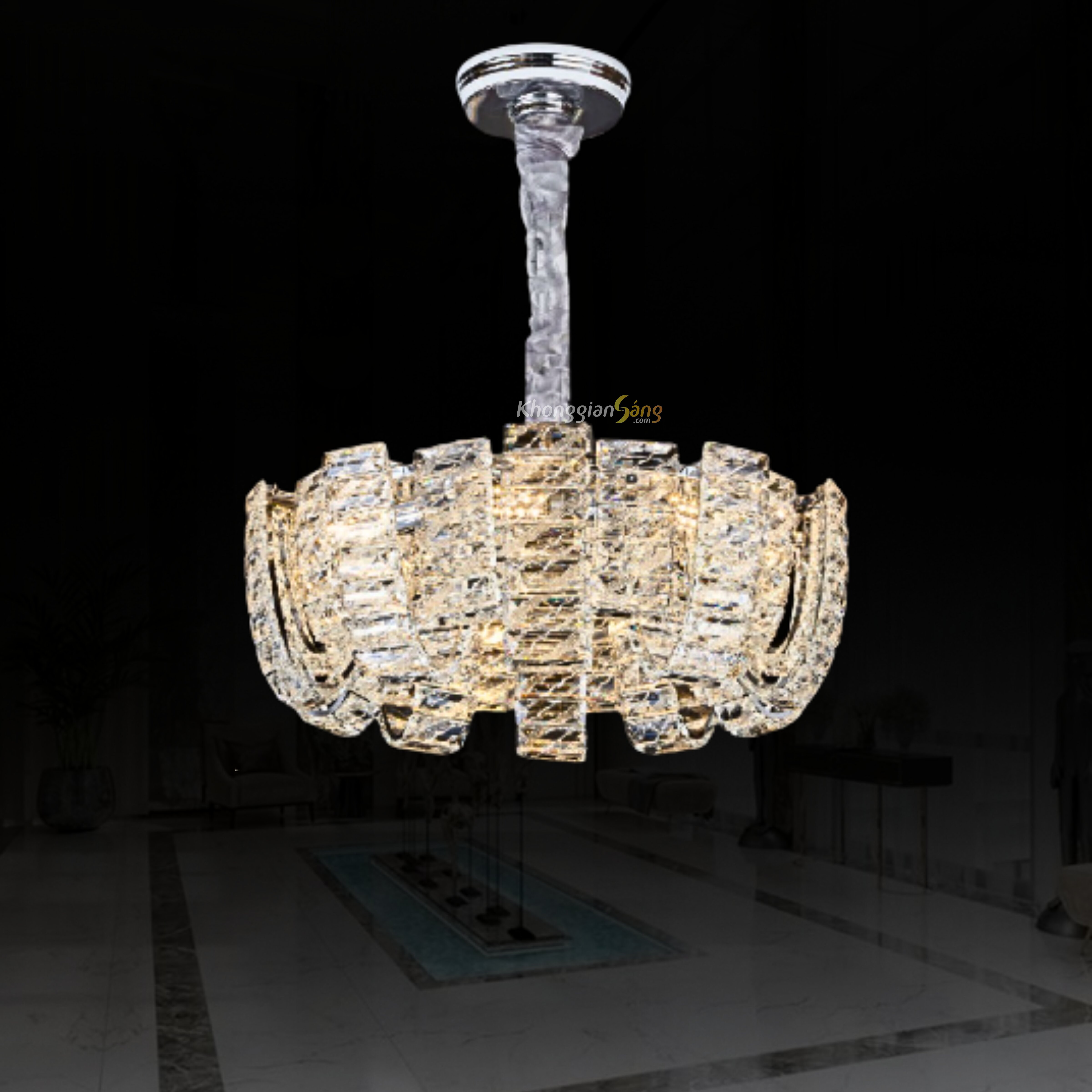 ĐÈN CHÙM PHA LÊ (D600mm x H240mm) TH-8611