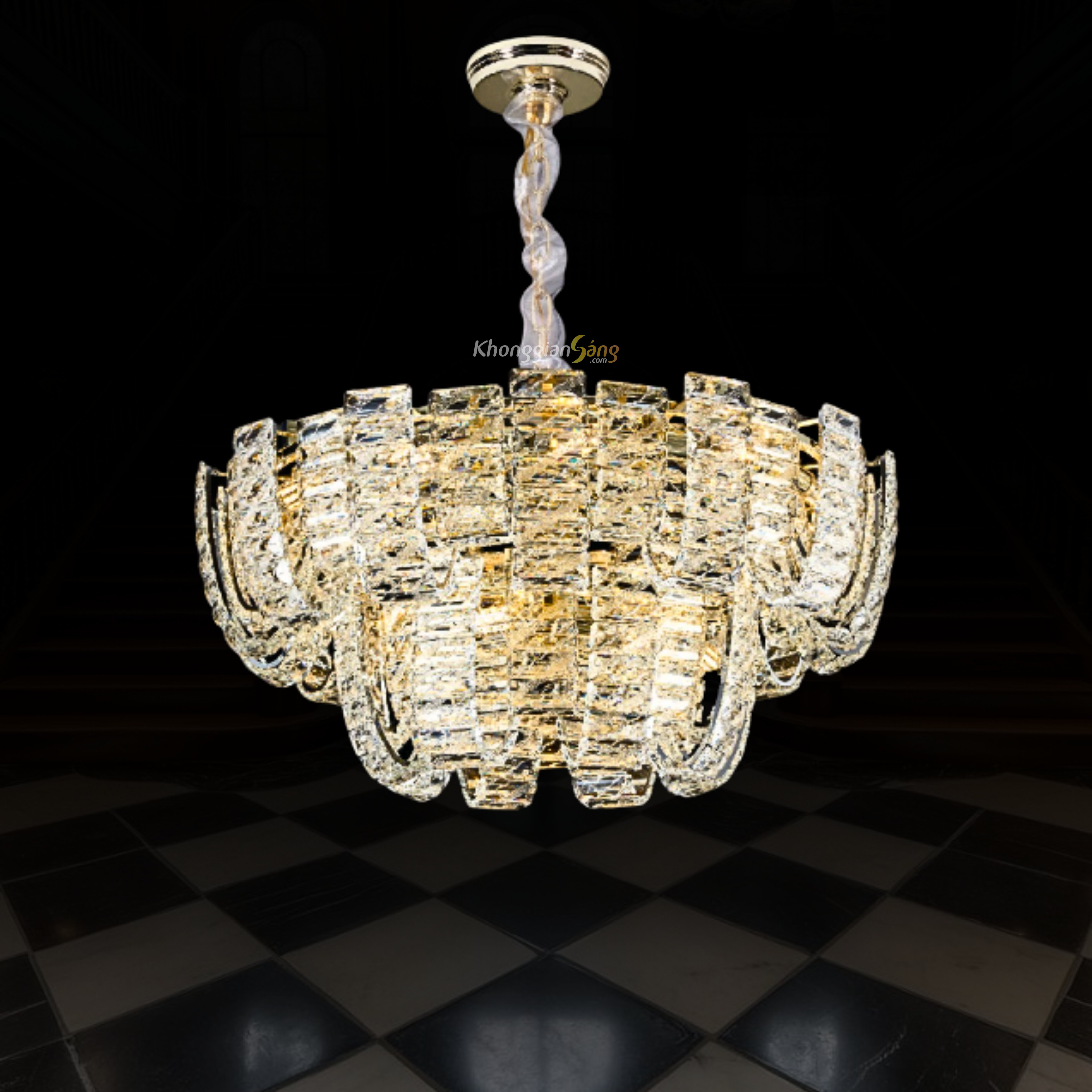 ĐÈN CHÙM PHA LÊ (D8600mm + D500mm x H380mm) TH-8612