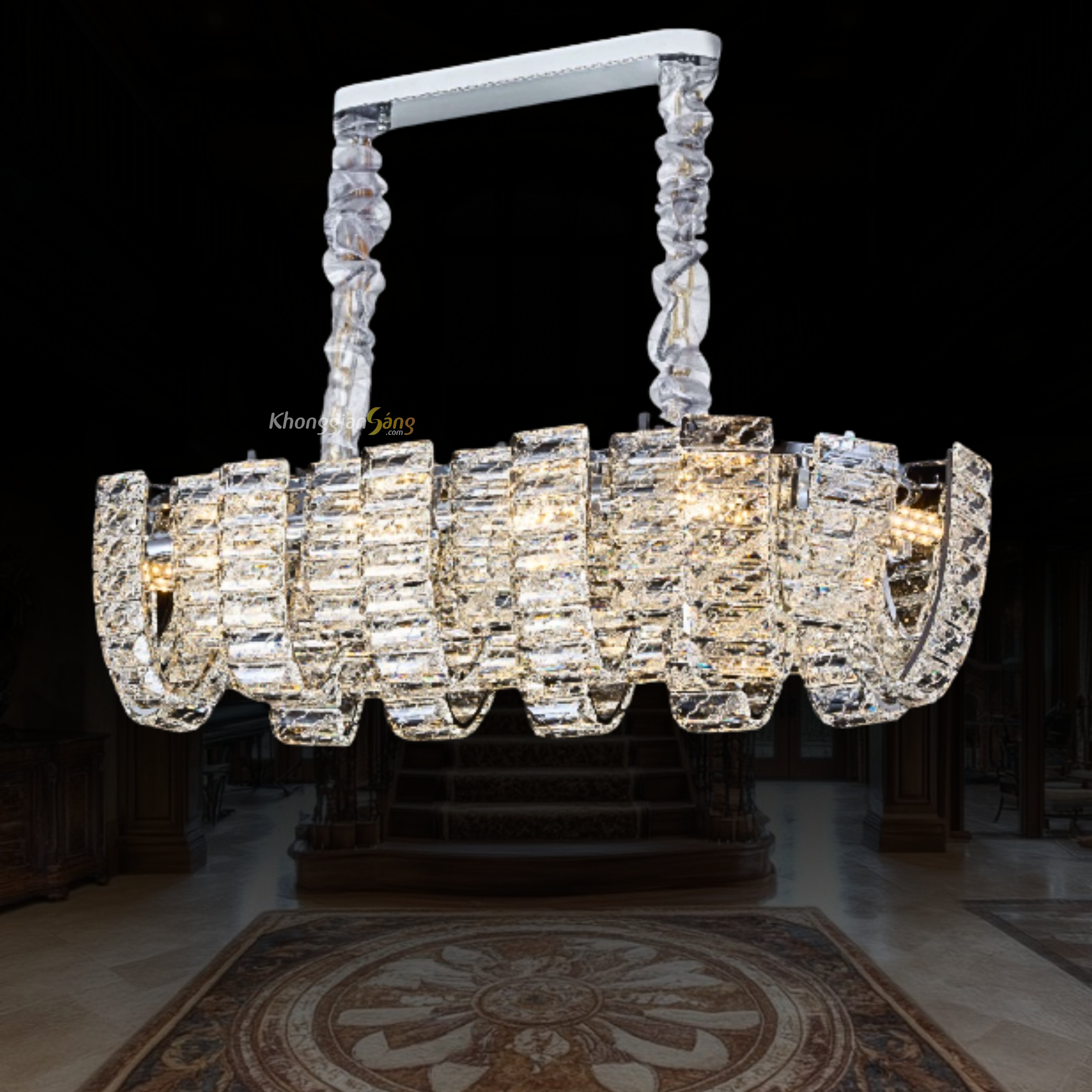 ĐÈN CHÙM PHA LÊ (N900mm x R400mm x H240mm) TH-8613