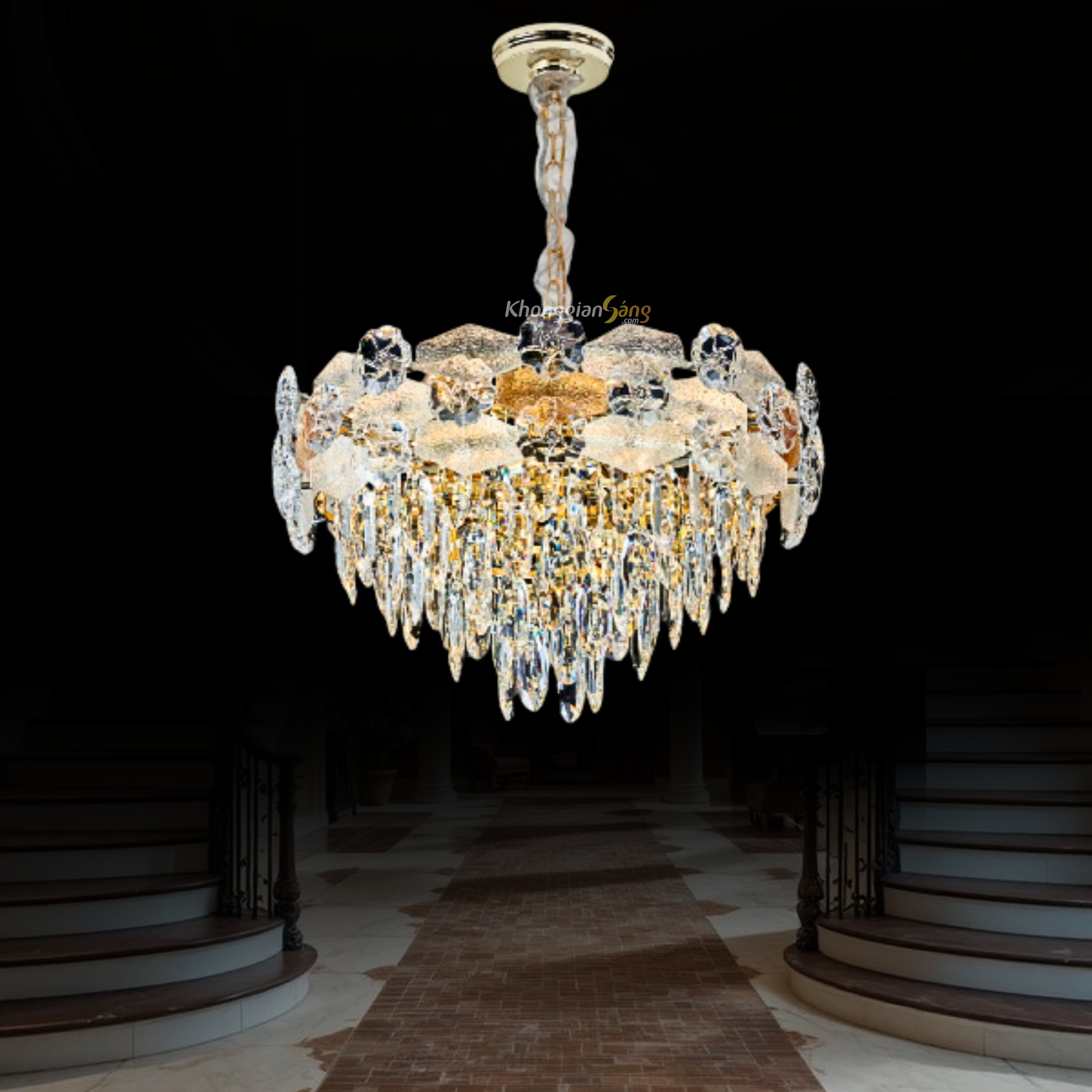 ĐÈN CHÙM PHA LÊ (D600mm x H290mm) TH-8617