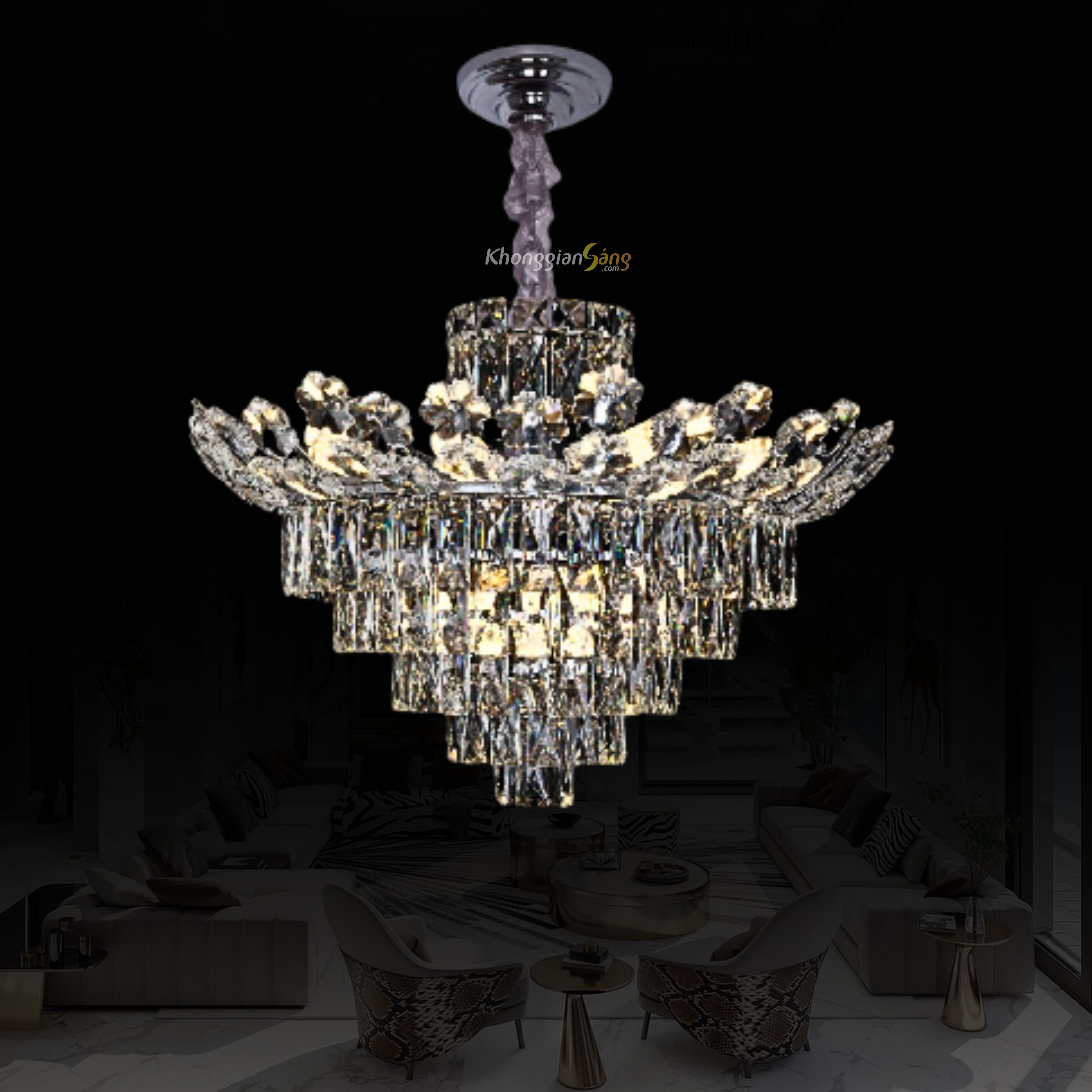 ĐÈN CHÙM PHA LÊ (D600mm x H420mm) TH-8620