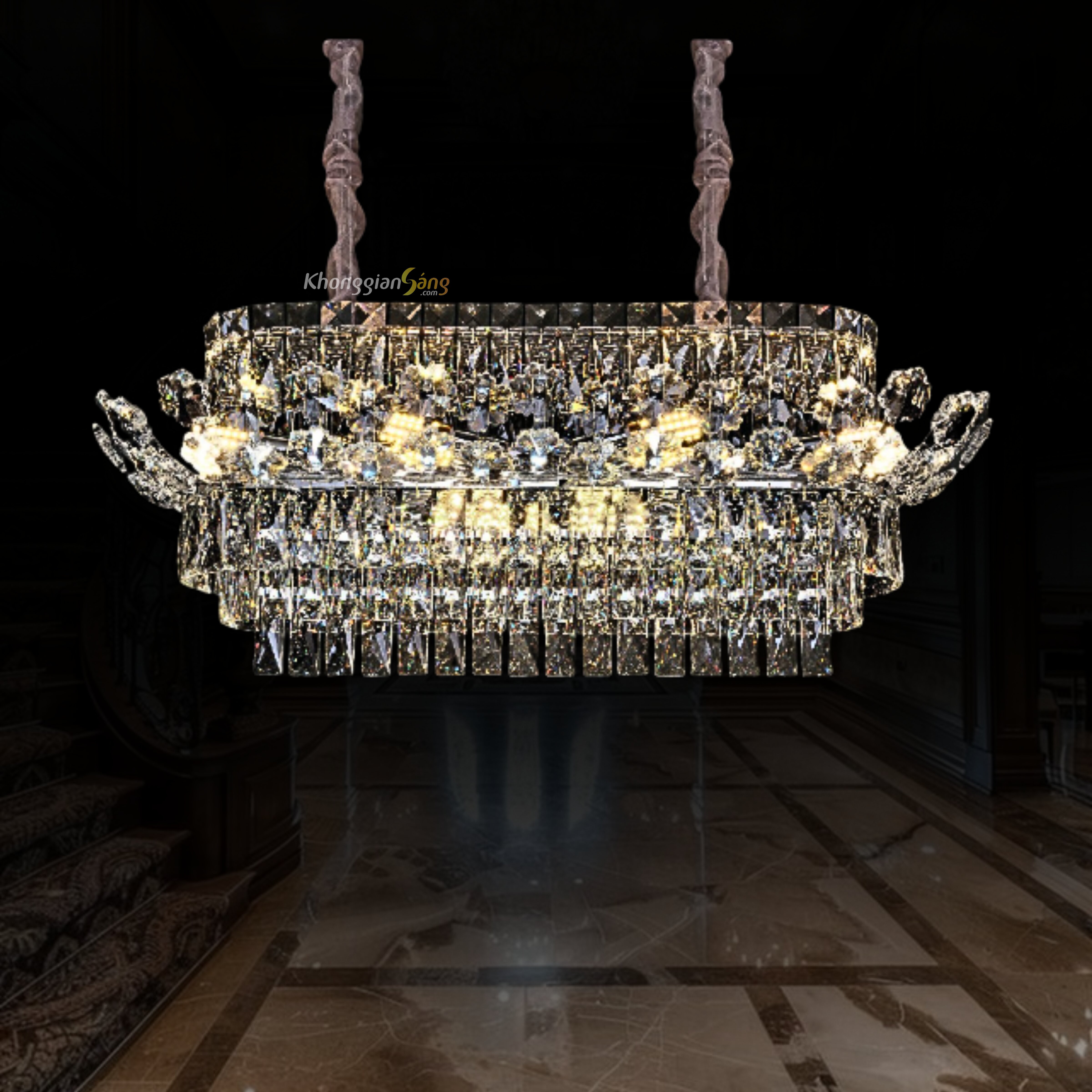 ĐÈN CHÙM PHA LÊ (N900mm X R350mm) TH-8622