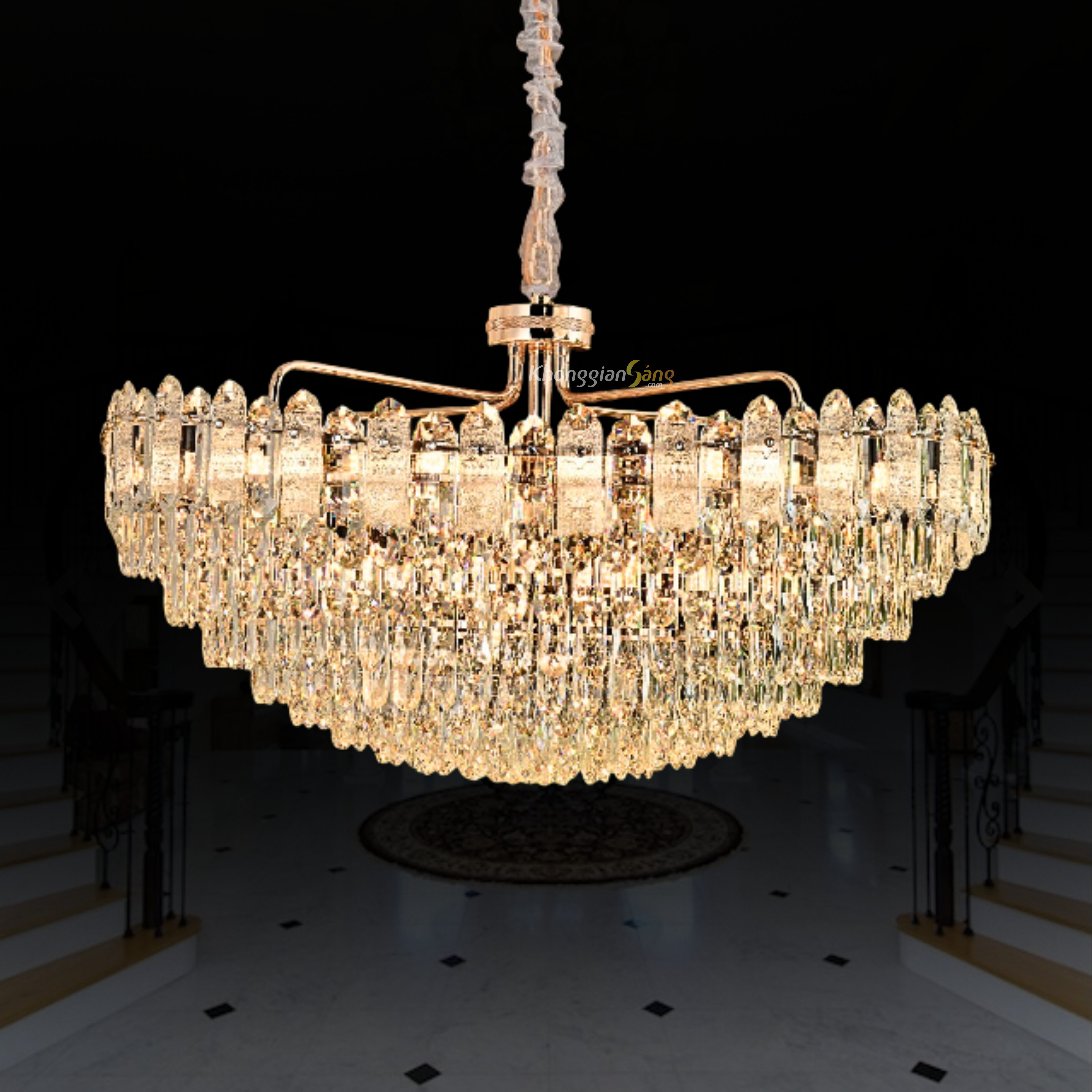 ĐÈN CHÙM PHA LÊ (D950mm x H540mm) TH-8628