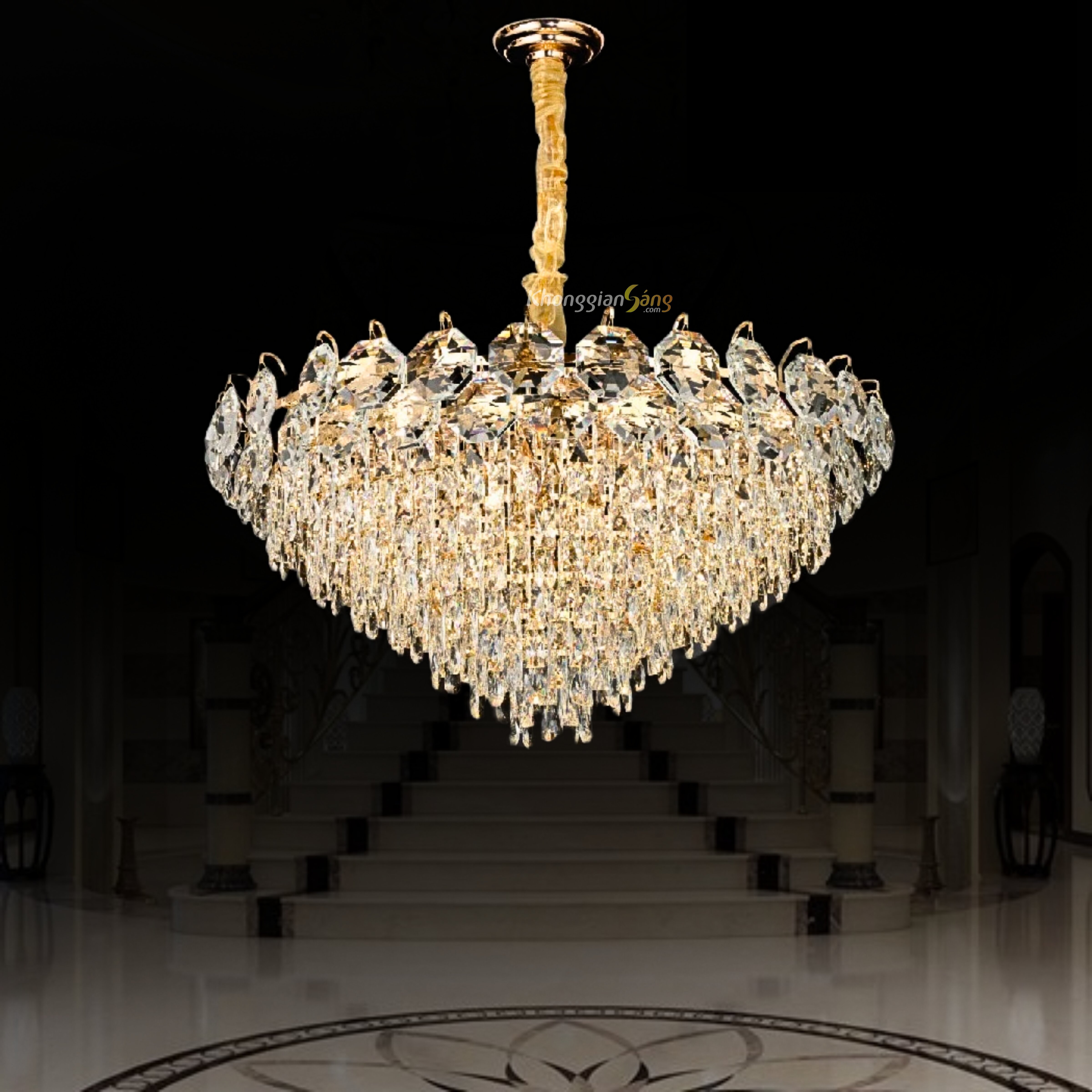 ĐÈN CHÙM PHA LÊ (D800mm x H410mm) TH-8640