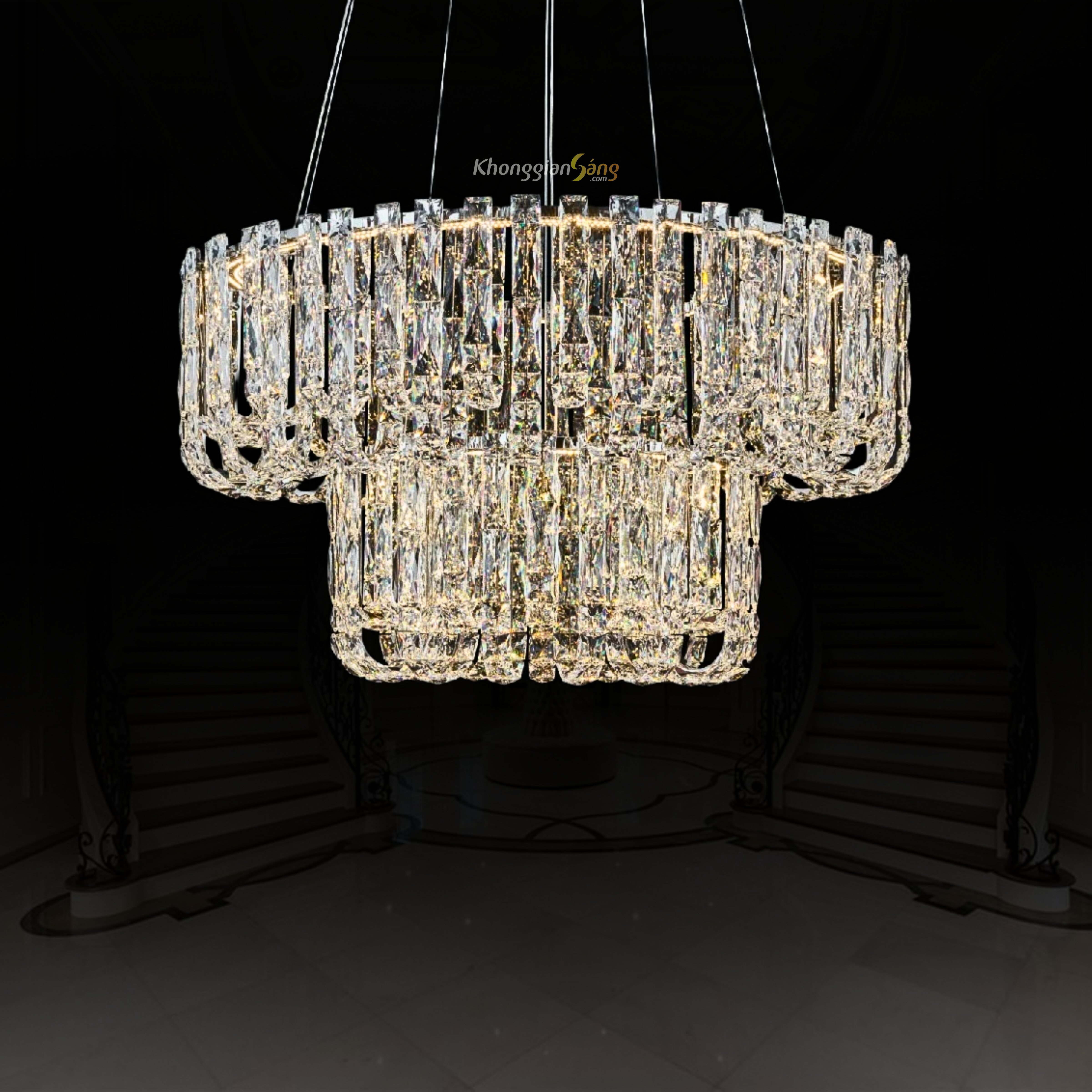 ĐÈN CHÙM PHA LÊ (D800mm x H500mm) TH-8644